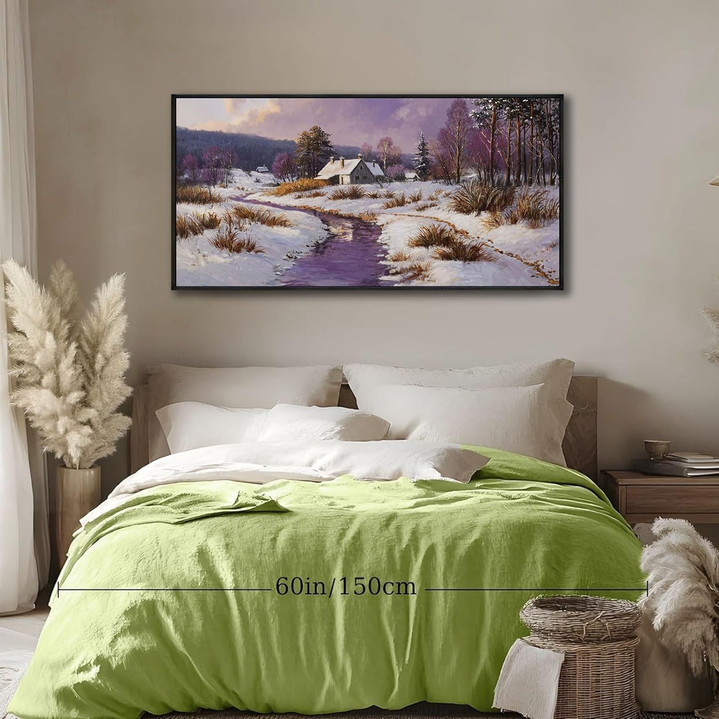 yiijeah Large Canvas Wall Art - Living Room Wall Decor Purple Snowy Country Paintings Framed Wall Pictures Artowrk for Walls Bedroom Nature Rustic Landscape for Office Home Decor