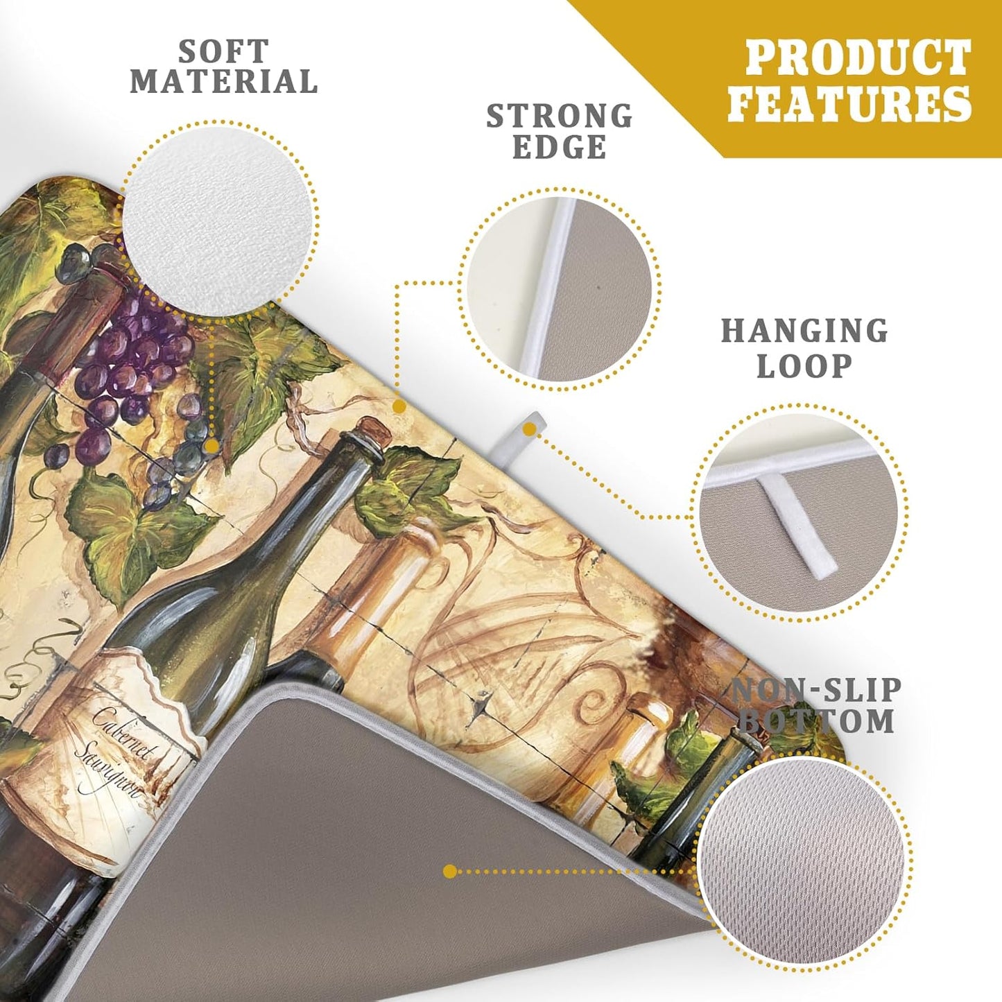 Absorbent Dish Drying Mat for Kitchen Counter 18x24 Inch Wine Dish Drying Mat Microfiber Red Wine Glass Dish Mat Drainer Rack Mats Fast Dry Bottles Dish Dry Pad Protector Kitchen Accessories