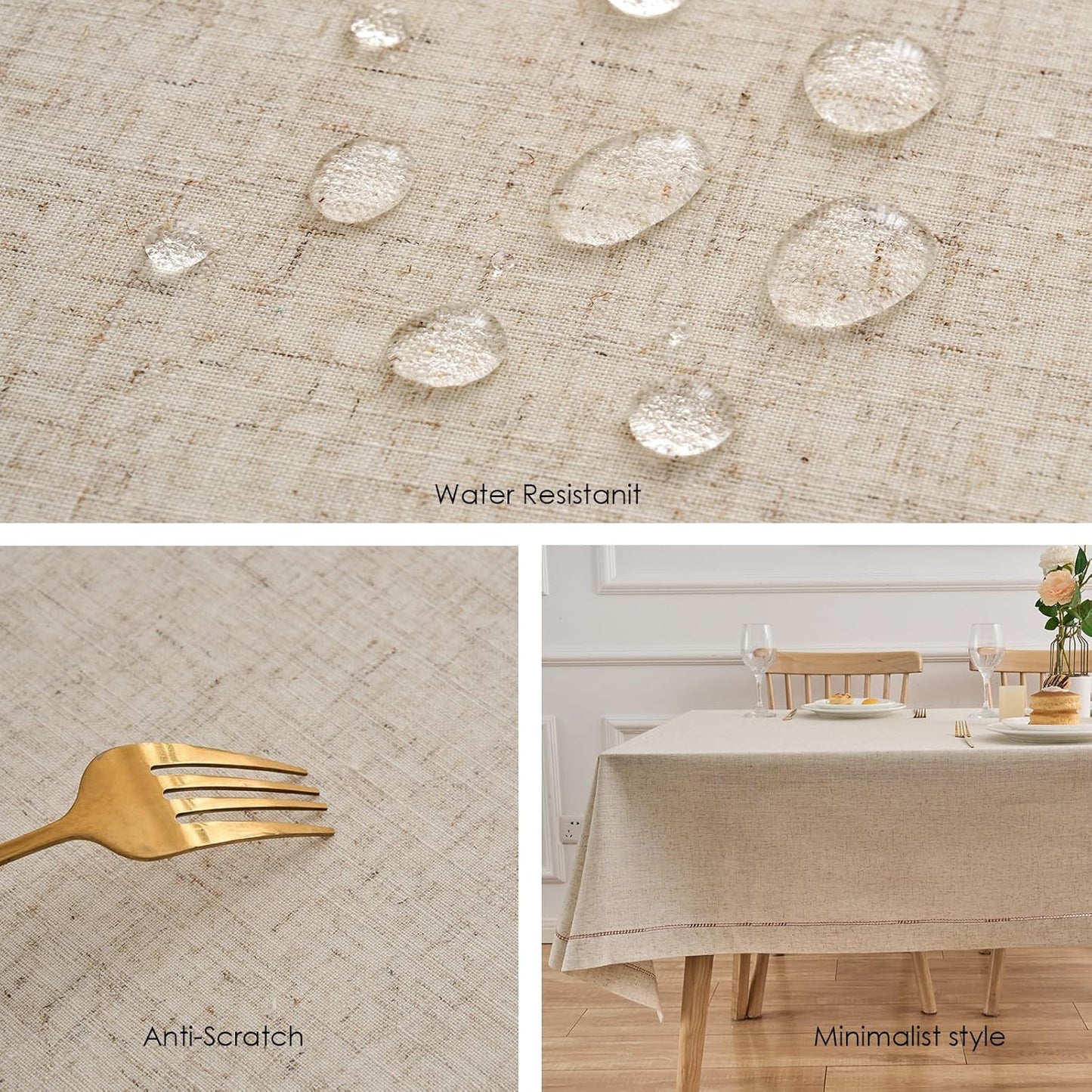 Zdolmy Natural Flax Linen Tablecloth – Undyed Square Hemstitch Table Cover for Kitchen, Dining & Decoration (Red Drawn Silk Thread, 55" x 55")