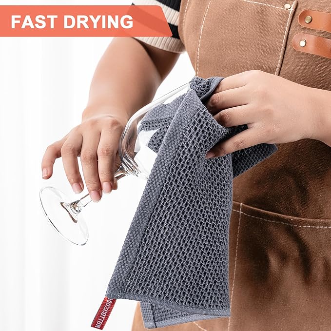 6-Pack Kitchen Dish Cloths, 100% Cotton Waffle Weave, Ultra Soft Absorbent, Quick Drying Dish Towels, 12x12 Inches, Beige