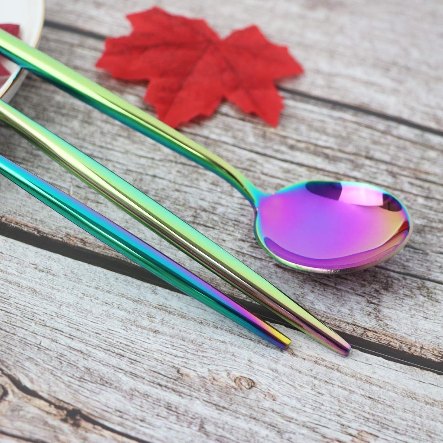 JASHII 20 Pieces Flatware Set, 18/10 Stainless Steel Utensils, Service for 4, Heavy Duty Silverware Gift, Dishwasher Safe, Mirror Polished Dinner Knife, Fork, Spoon for Restaurant (Rainbow)