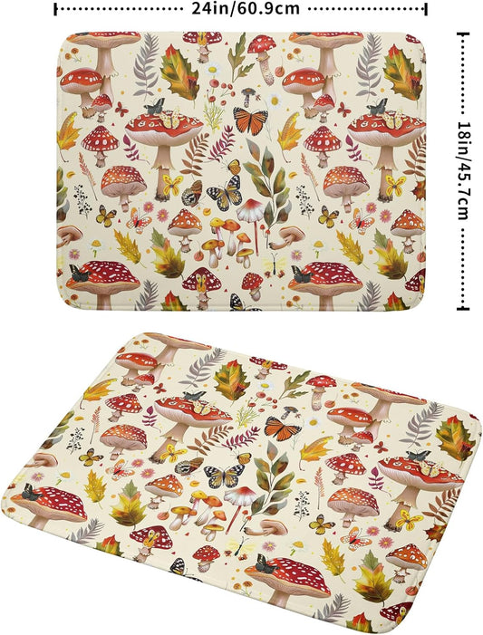Magic Mushroom Dish Drying Mats Botanical Decorative Absorbent Drying Pad Microfiber Kitchen Sink Rack Mats 18 X 24 Inch