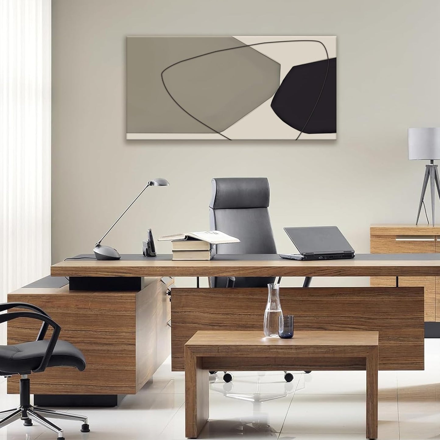 Abstract Wall Art Decor Canvas Art Wall Decor Minimalist Wall Art Geometric Color Block Canvas Artwork Paintings Black And Grey White Wall Art Modern Bedroom Art Office Home Decor Wall 20"X 40"