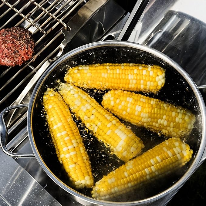 HexClad Hybrid Nonstick 10-Quart Stockpot with Tempered Glass Lid, Stay-Cool Handles, Dishwasher-Friendly, Oven-Safe Up to 900°F, Induction Ready, Compatible with All Cooktops