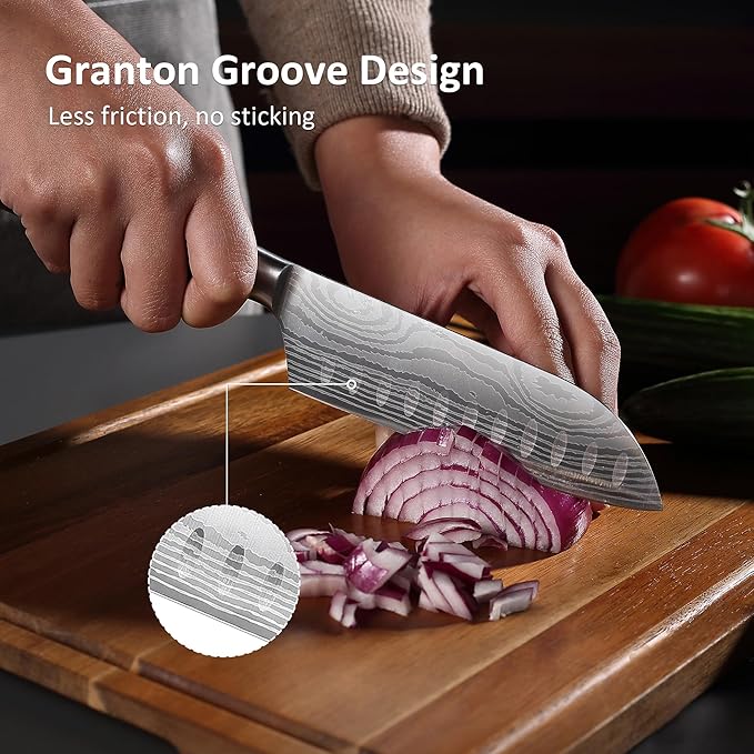 PAUDIN Santoku Knife, Chef Knife 5 inch Ultra Sharp Kitchen Knife, Japanese Chef Knife with Sheath, High Carbon Stainless Steel, Ergonomic Pakkawood Handle