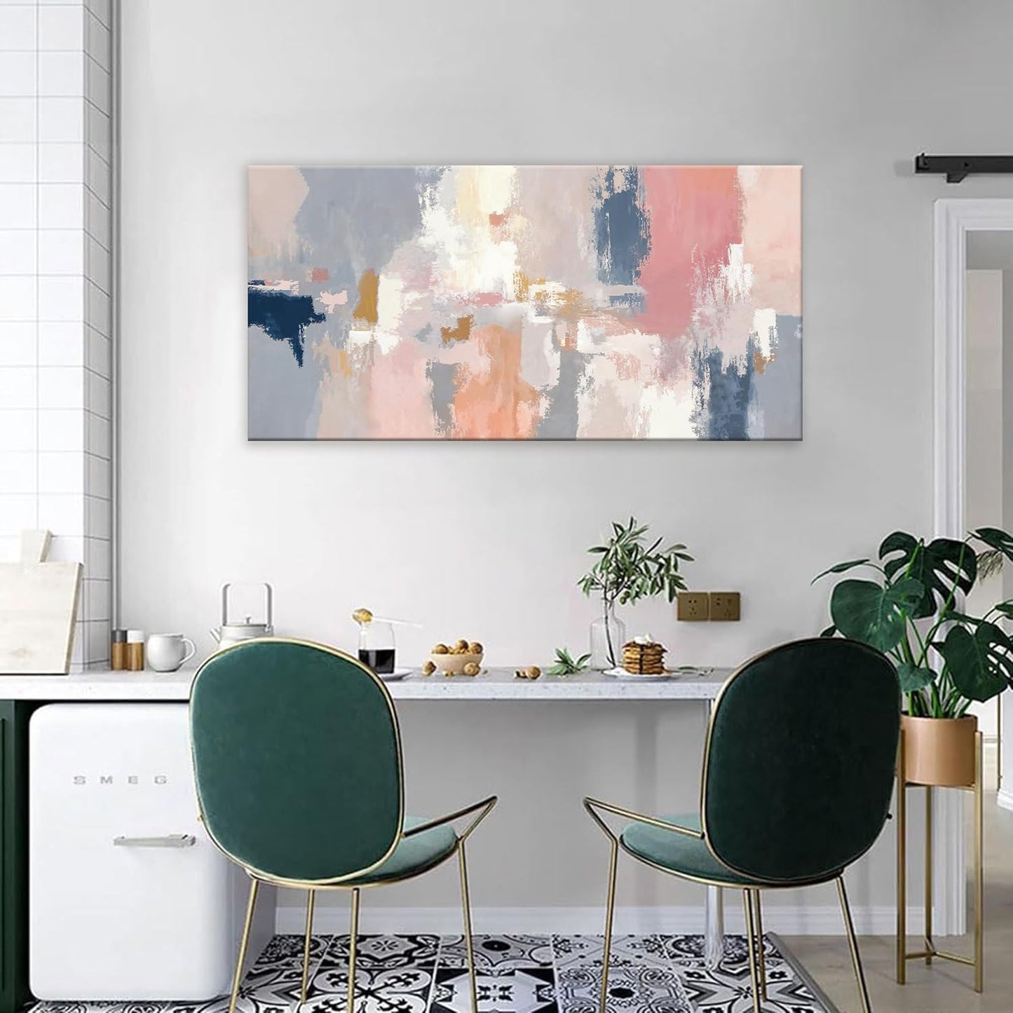 Abstract Pink And Gray Wall Art Decor Modern Artwork Decorations Canvas Prints Pictures Minimalist Wall Art For Bedroom Living Room Kitchen Bathroom 24x48 Inch Home Wall Decor