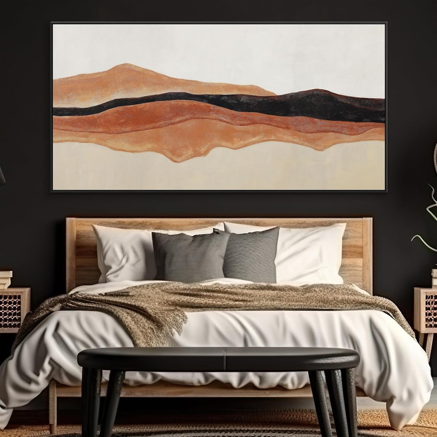 QSQ Large Abstract Wall Art For Living Room Decor Red Brown White Wall Art Painting Prints Minimalist Abstract Art Canvas Art Wall Decor Pictures For Bedroom Kitchen Office 29" × 58" Whit Framed