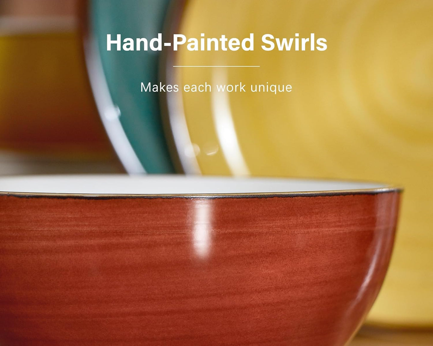 ONEMORE Plates and Bowls Set - Microwavable, Oven & Dishwasher Safe Porcelain Dinnerware Set - Scratch Resistant, Ceramic Dishware for 4(12pcs) - Assorted Colors