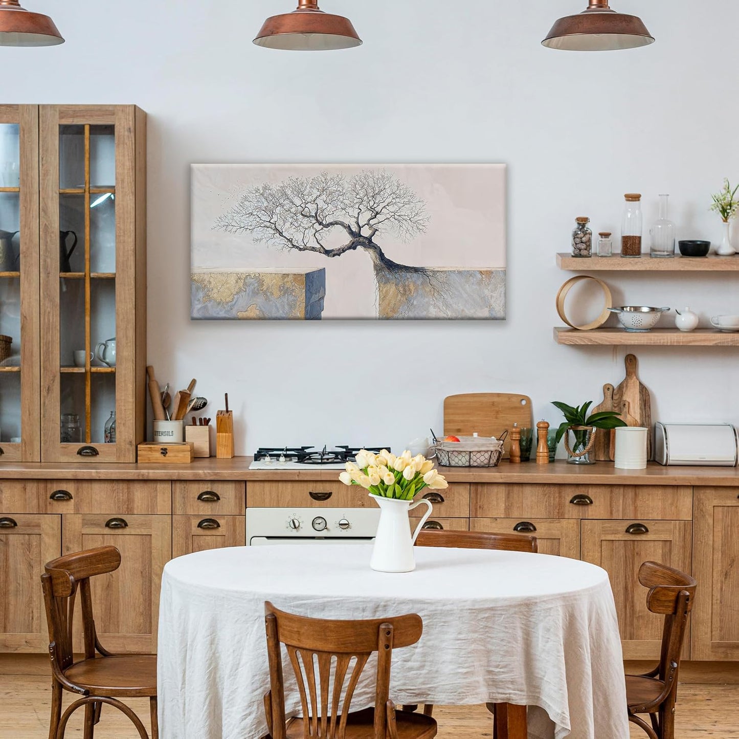 Suconvng Modern Canvas Wall Art Decor Print Paintings Tree Of Life Landscape Painting Motivational Wall Decor Prints Picture For Bedroom Office Home Kitchen Artwork Ready To Hang 20" × 40"