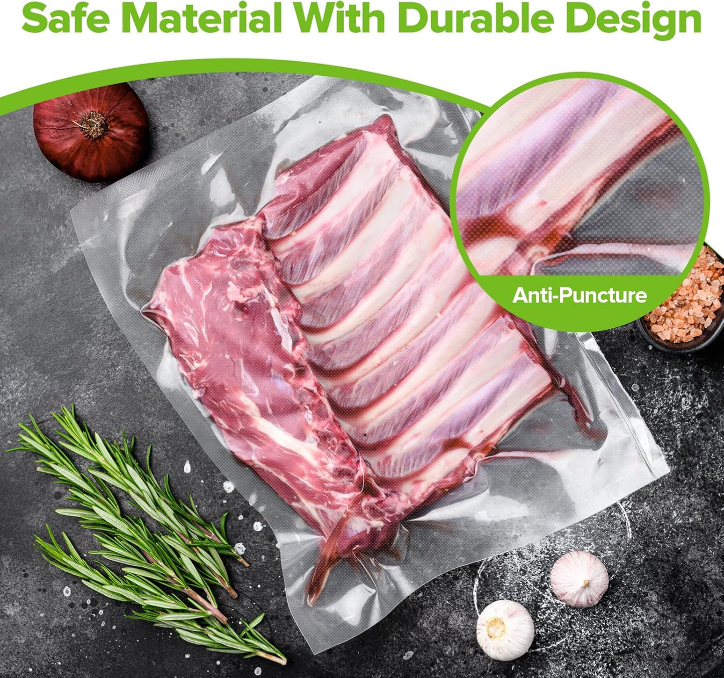 Vacuum Sealer Bags for Food, 7 Pack - 8" x 20' (3 Rolls) + 11"x 20' (3 Rolls) + 6"x 20' (1 Roll), BPA-Free Commercial Grade Embossed Customized Size Bags for Food Storage, Meal Prep, Sous Vide