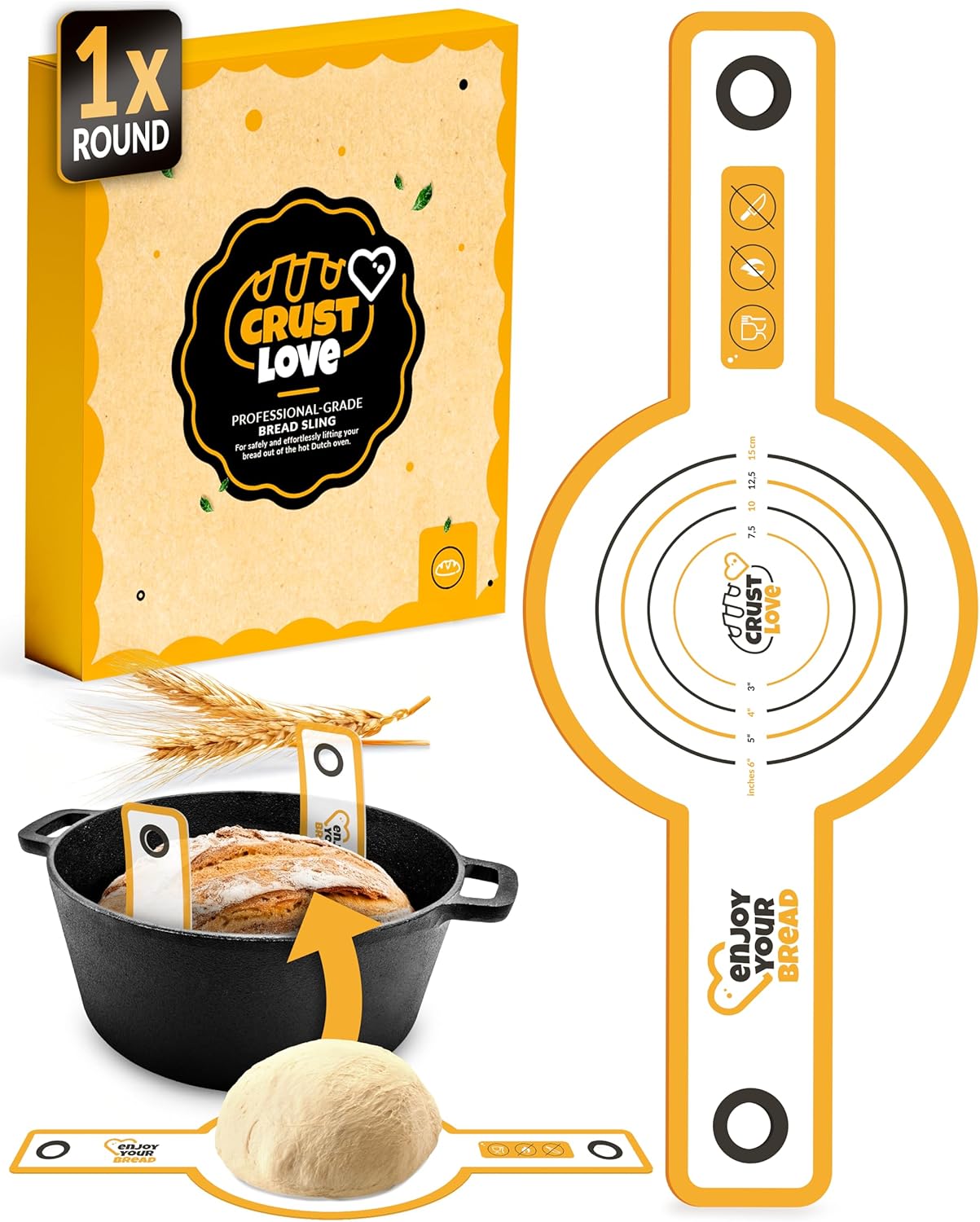 Silicone Bread Sling for Dutch Oven – Non-Stick Sourdough Sling & Baking Mat – Reusable & Easy to Clean – Heat Resistant to 480°F – Silicone Sourdough Sling for Artisan Bread Baking Supplies