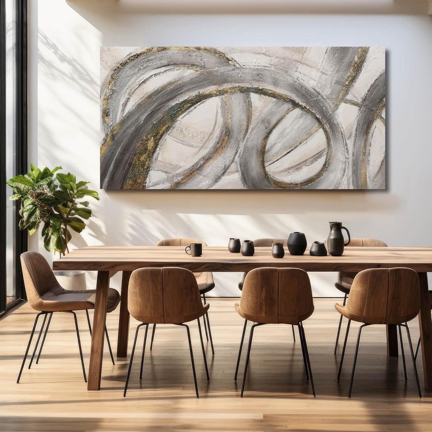 VAYIMDH Canvas Wall Art for Living Room Large Graffiti Wall Decor Grey and Beige Picture Painting for Home Office Bedroom 29"x 58" Ready to Hang