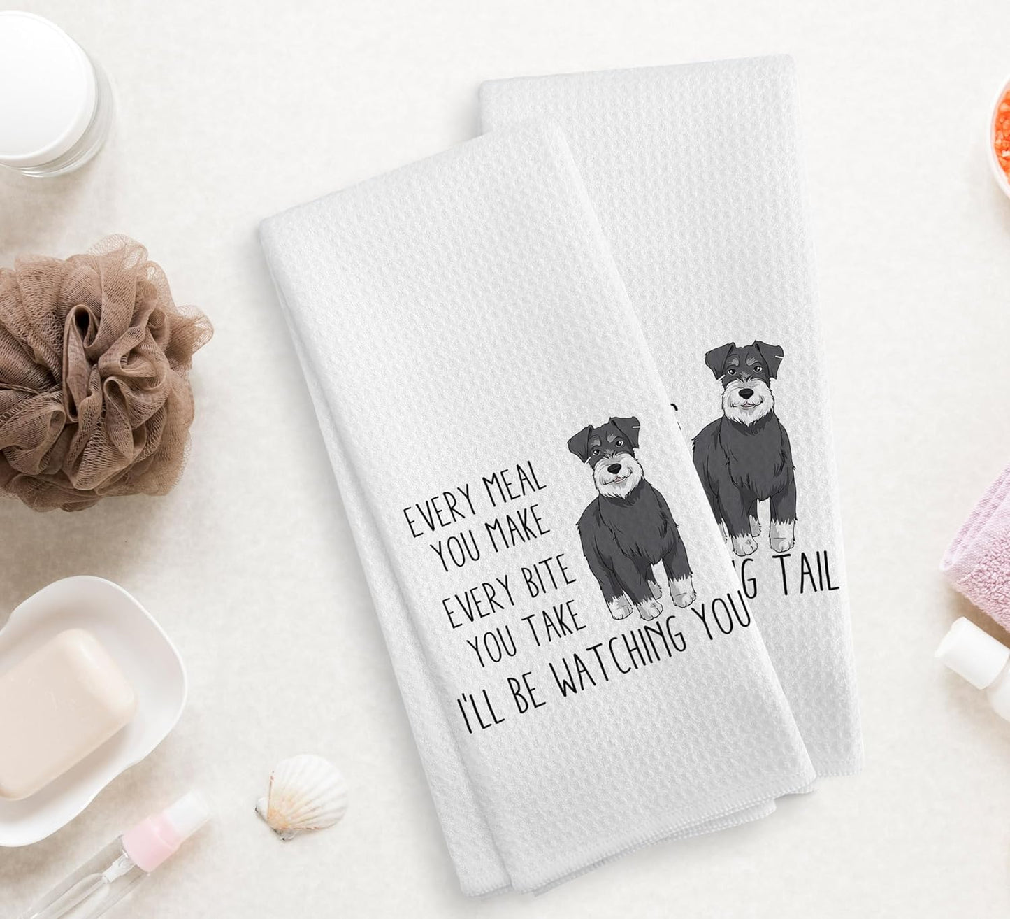 Schnauzer Towel - 2 Piece Kitchen Towel Set for Schnauzer Fans - 1624 Inches