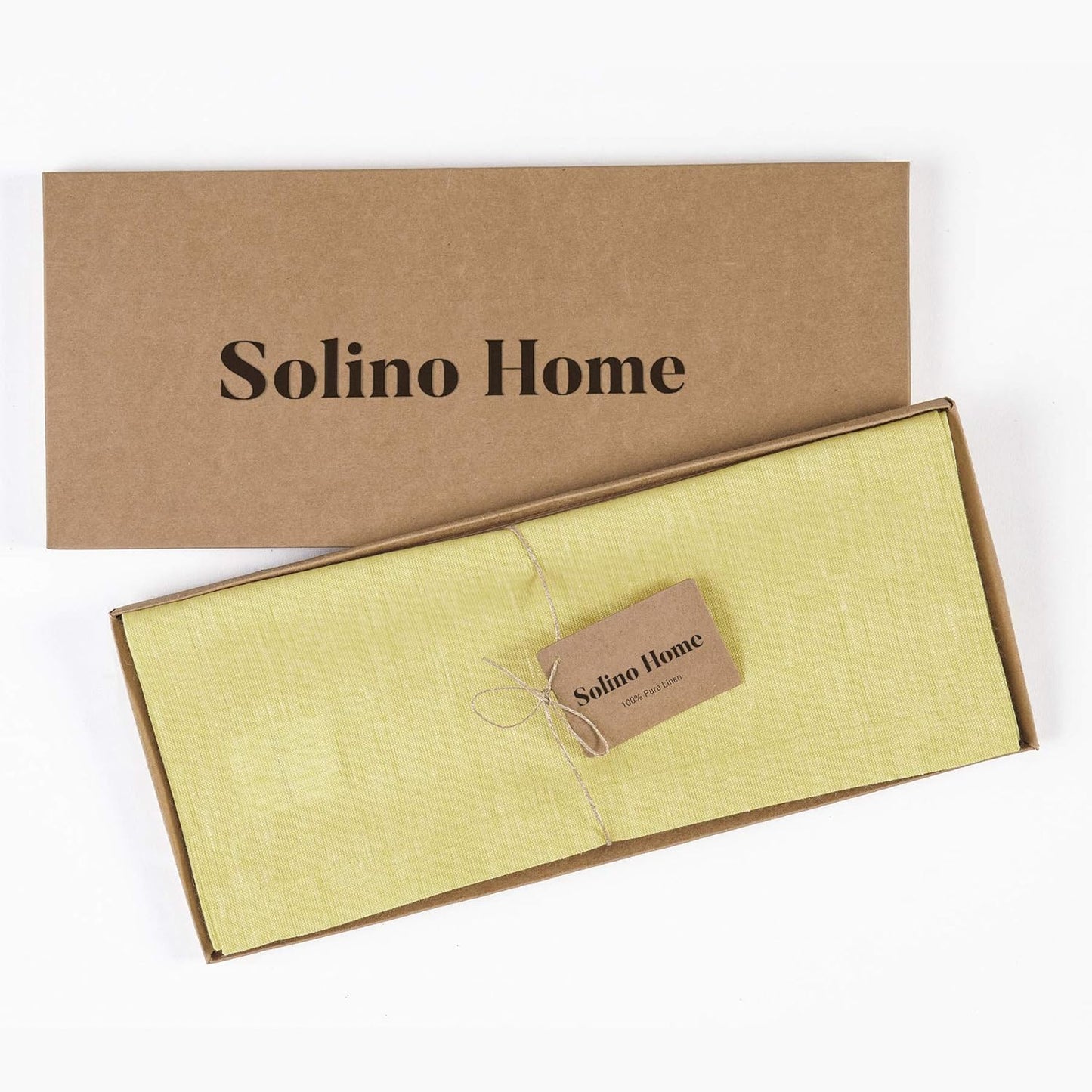 Solino Home Linen Chambray Yellow Table Runner 90 Inches Long - Athena, 100% Pure Linen 14 x 90 Inch Table Runner