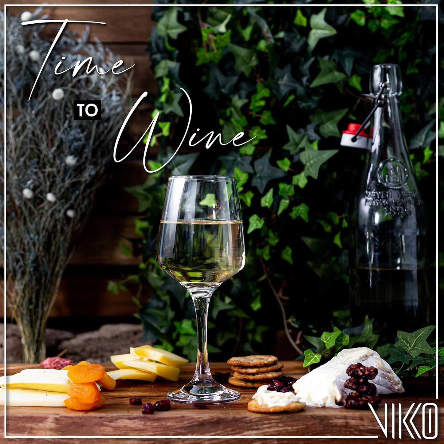 Vikko 9.5 Ounce Wine Glasses | Beautifully Shaped – Thick and Durable Construction – For Parties, Entertaining, and Everyday Use – Dishwasher Safe – Set of 6 Clear Glass Wine Glasses – 2.4” Diameter x