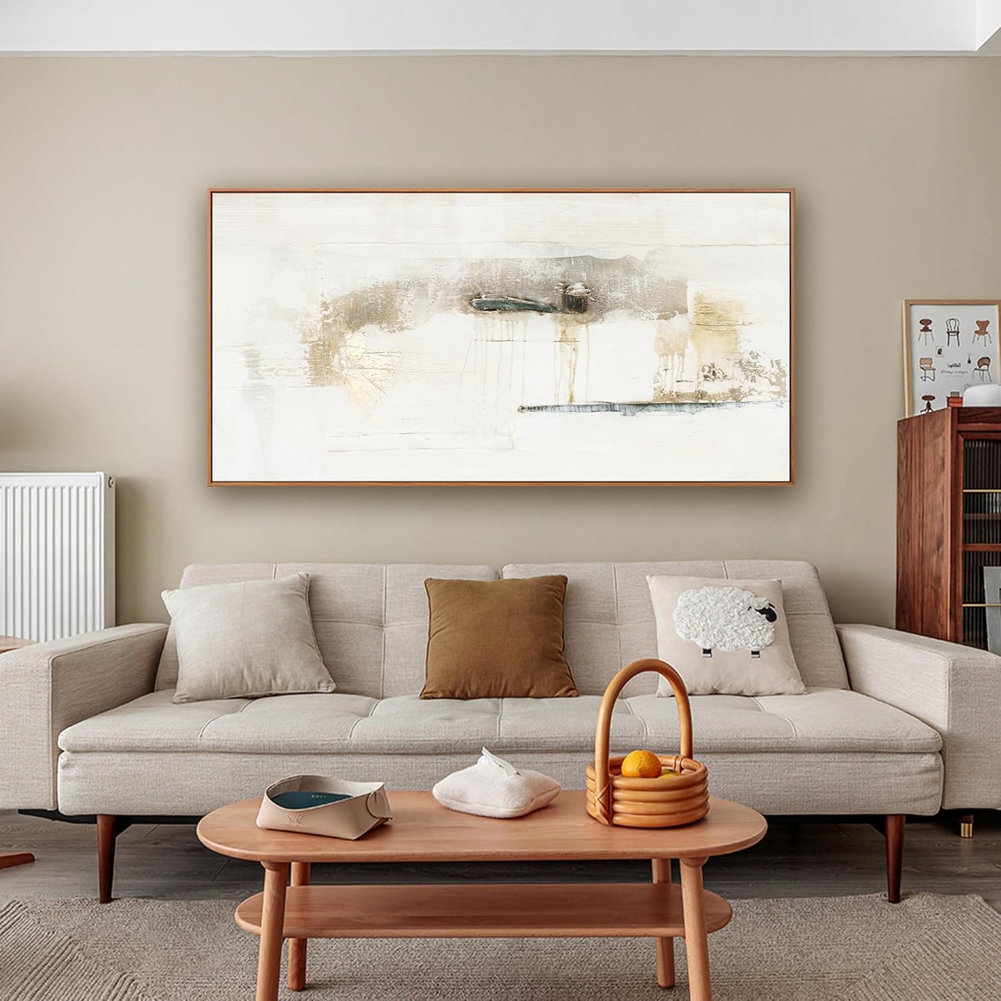 Framed Abstract Canvas Wall Art - Modern Decor, Maximalist & Minimalist Multicolor Graffiti Artwork for Living Room, Bedroom, Kitchen & Office - Ready to Hang - 24x48 Inch