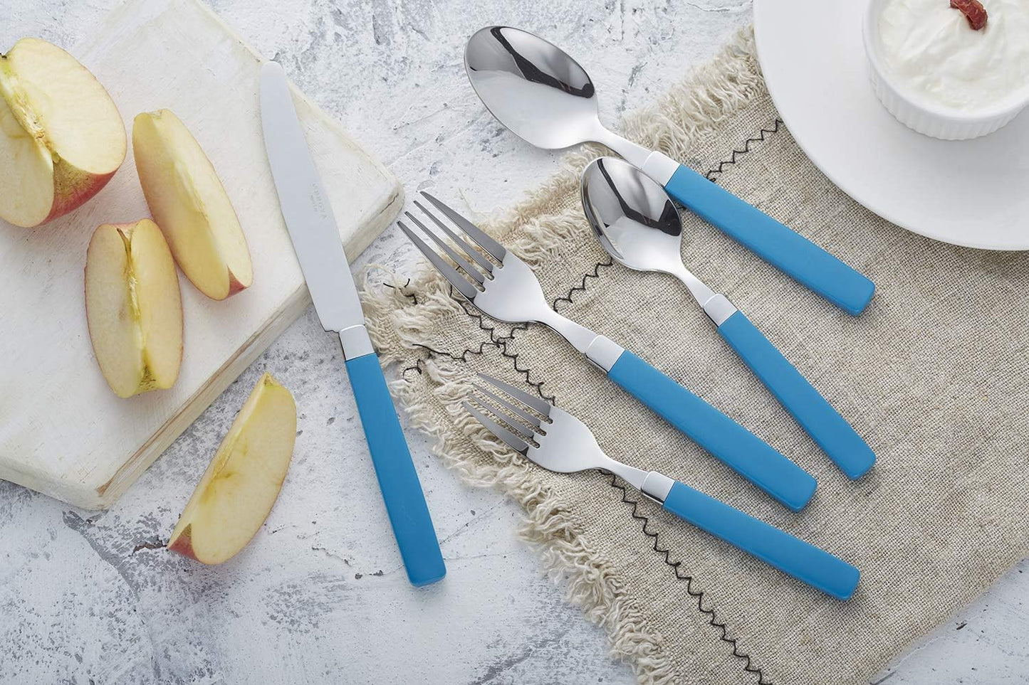 ANNOVA Silverware Set Stainless Steel Colorful Tableware Kitchen Flatware Set Utensils, Includes Dinner Knives, Forks, Spoons, Salad Forks & Dessert Spoons (Blue, 20 Pieces)