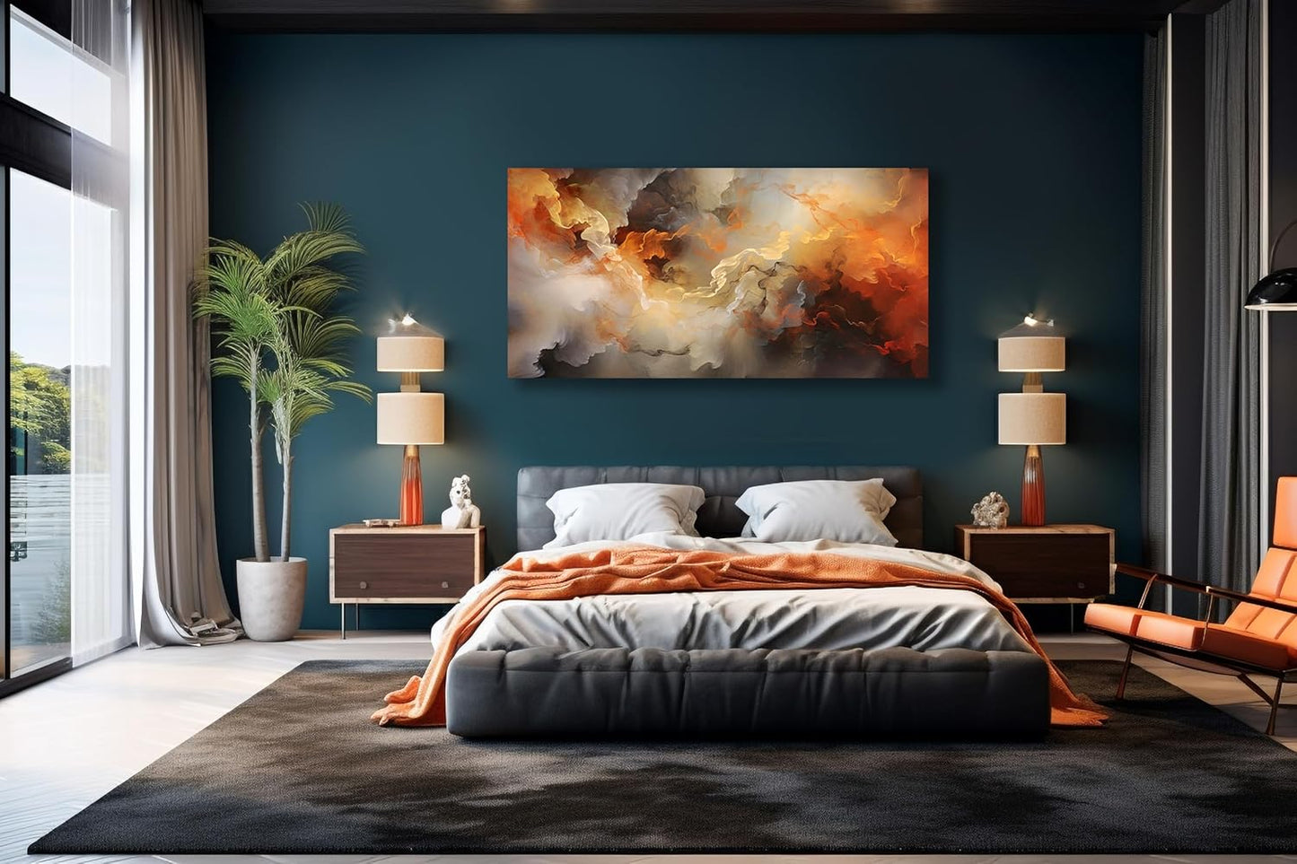 VHMING Abstract Wall Art Home Decor Orange Artwork Wall Art Prints Canvas Painting Wall Decor for Living Room Bedroom Office Decoration 24"x48"