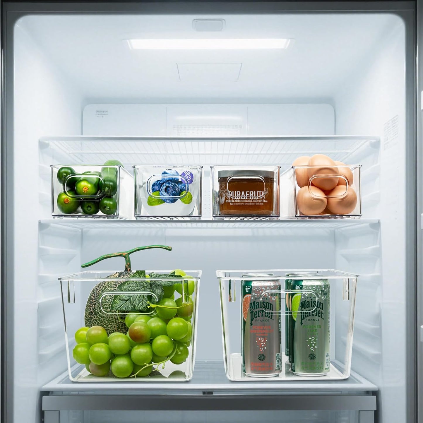 Tiawudi Set of 10 Clear Plastic Storage Bins, 4 Large and 6 Small Stackable Storage Containers for Pantry Organization, Organizer Bins for Home, Kitchen, Bathroom, Office, Cabinet Shelf Organizers