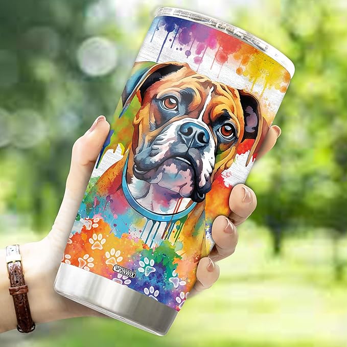 Gifts for Boxer Lovers 20 Oz Stainless Steel Tumbler Travel Coffee Mug Birthday Christmas New Year Thanksgiving Easter Gift Ideas for Dog Lovers Owners Boxers Mom Funny Facts Water Bottle