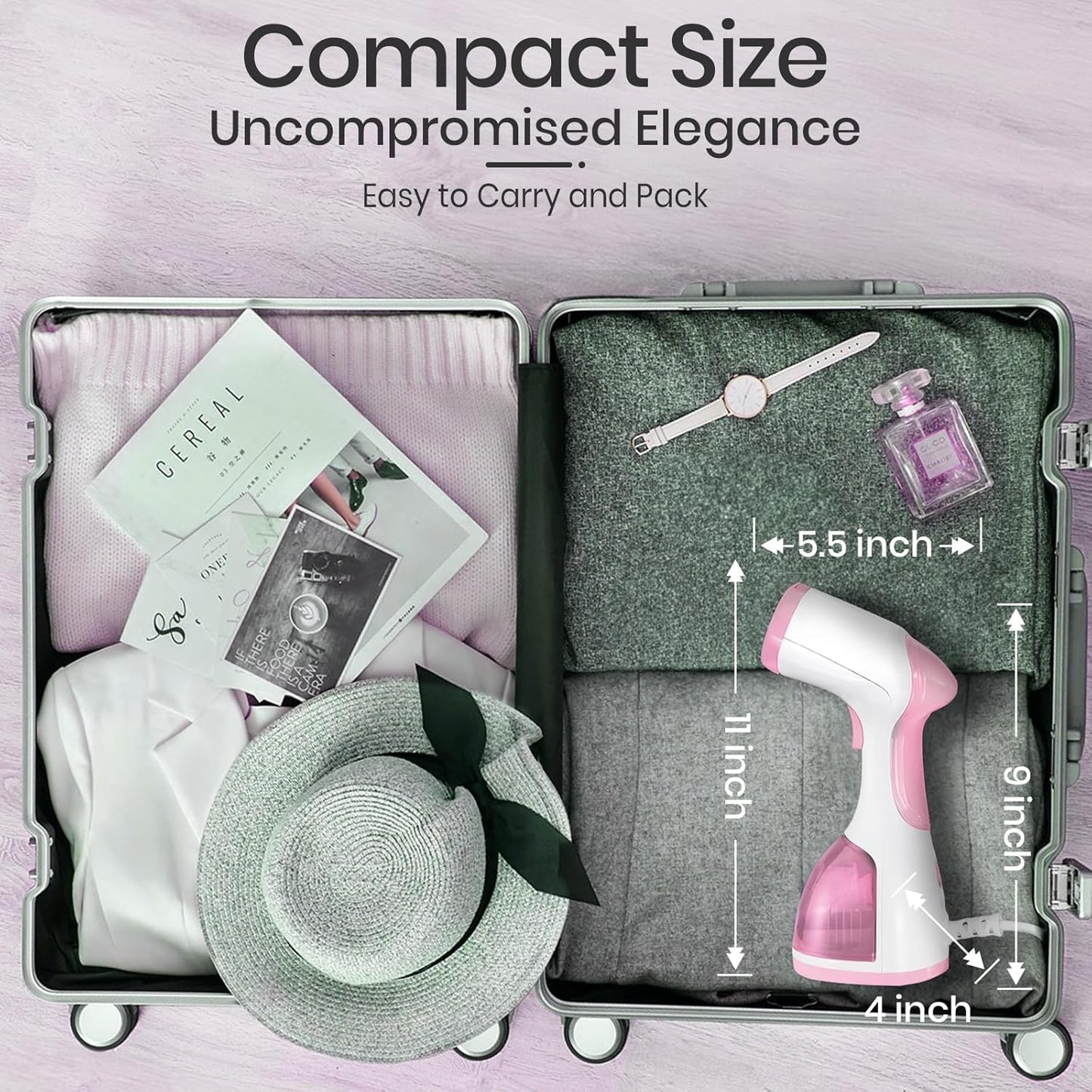 Steamer for Clothes 1500W，30S Fast Heat Plancha a Vapor Para Ropa, 260ML Water Tank Clothing Garment Fabric Iron Travel Steamer Handheld Portable for Wrinkles