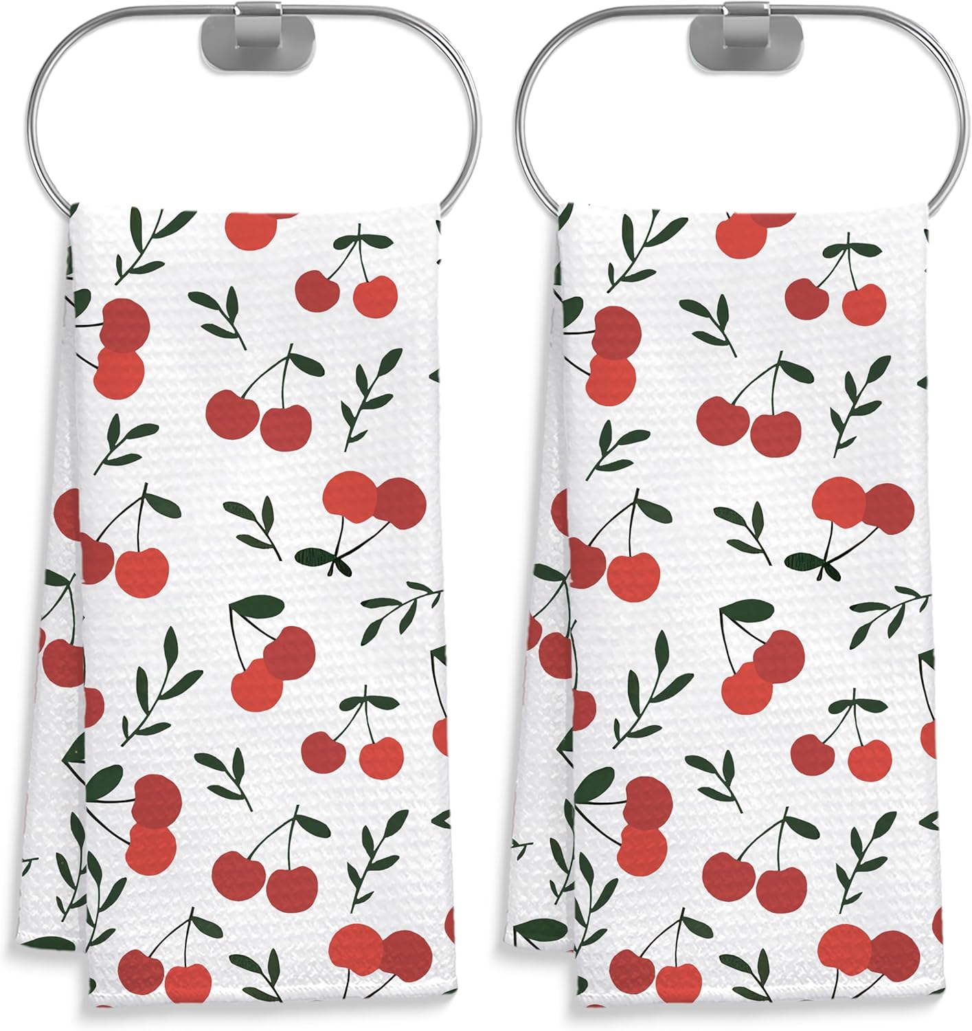 Cherry Decor Kitchen Towels Set of 2, Cherry Hand Towels Dish Towels for Kitchen Bathroom Decor, Fruit Lover Gifts, 16x24 Inches