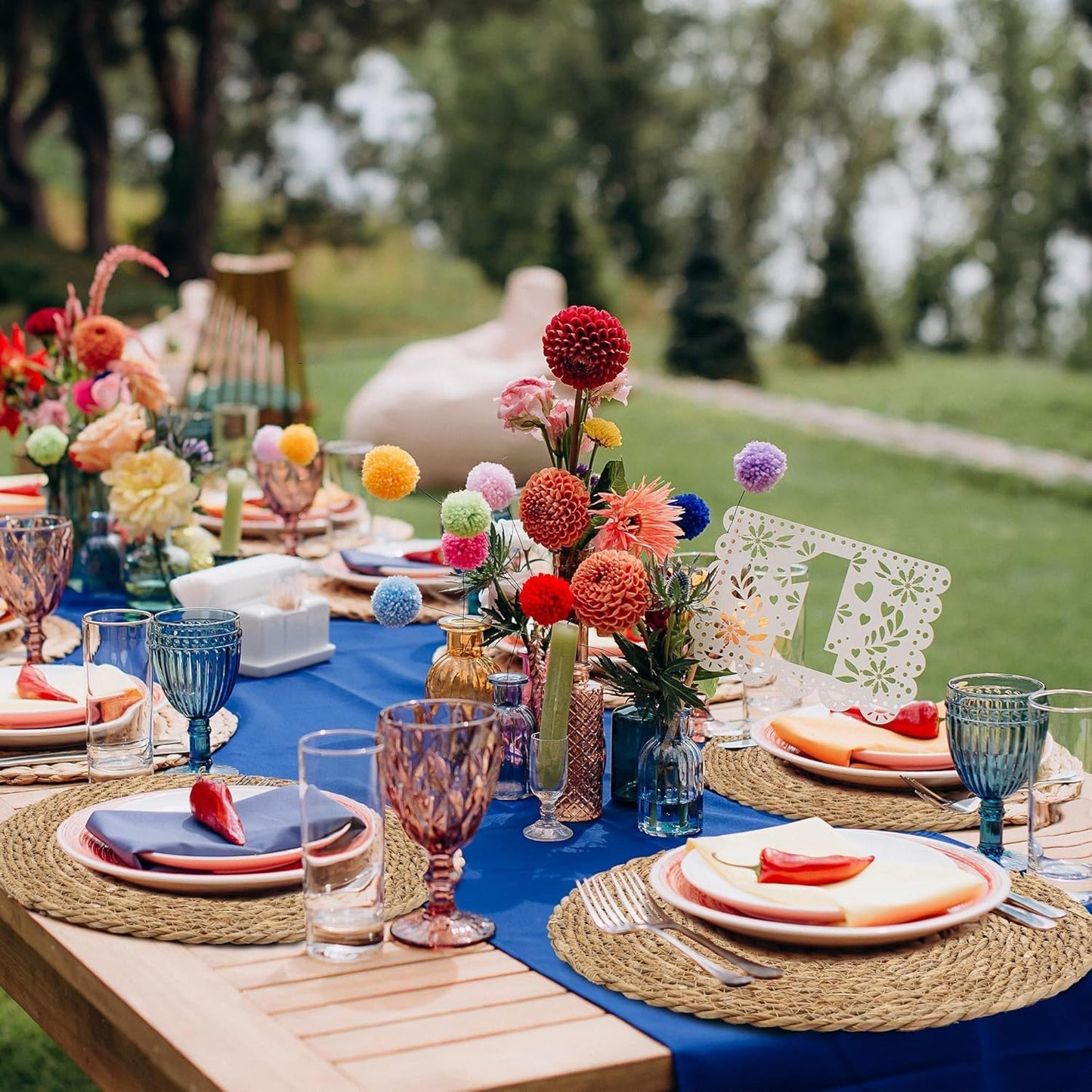 Set of 12 Round Woven Placemats 15 Inch Bulrush Placemats Natural Handwoven Boho Rattan Wicker Table Mats for Farmhouse & Home Dining