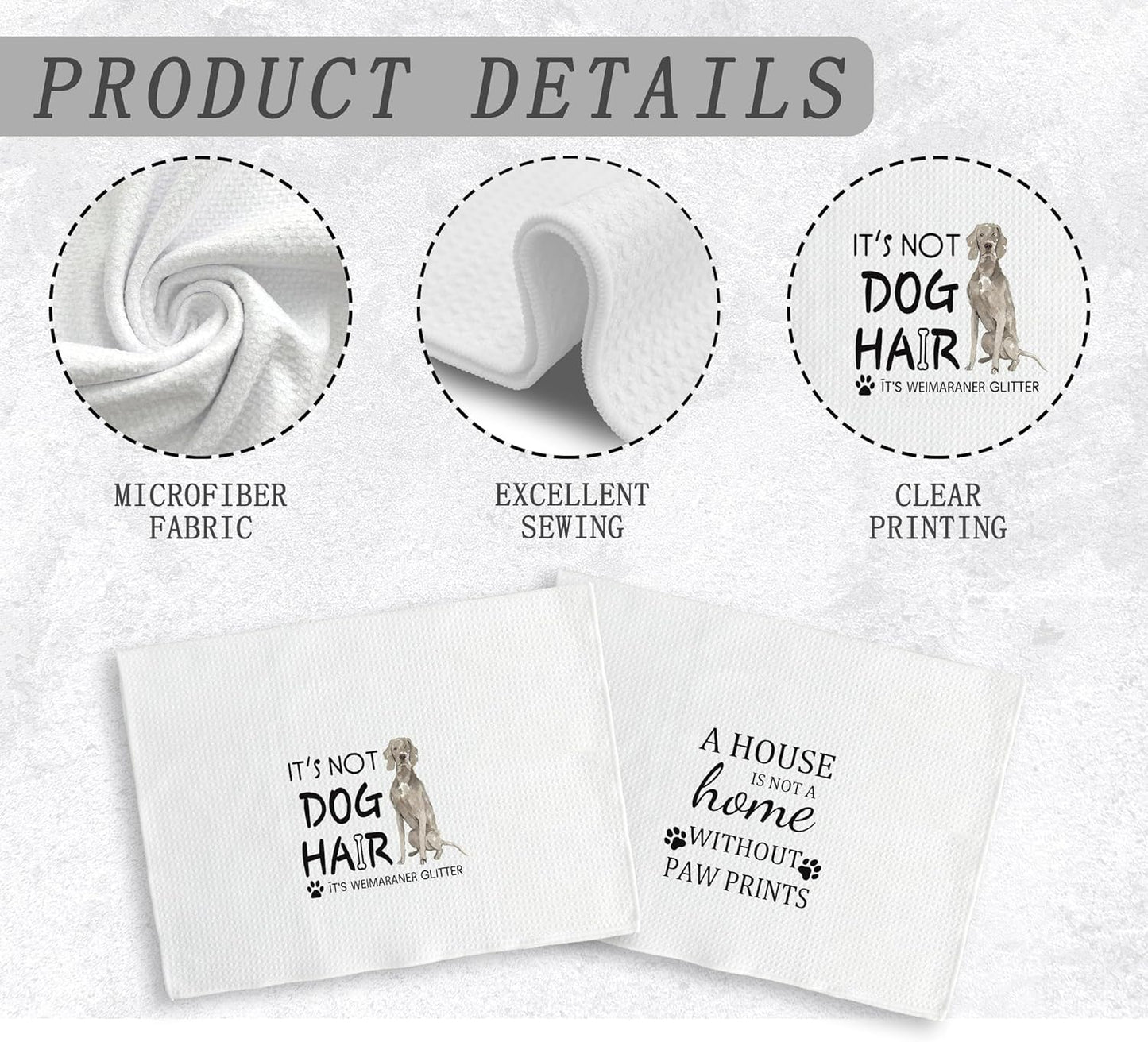 Weimaraner Towel Set - 2 Dog Kitchen Towels & Dishcloths, 1624 Inches