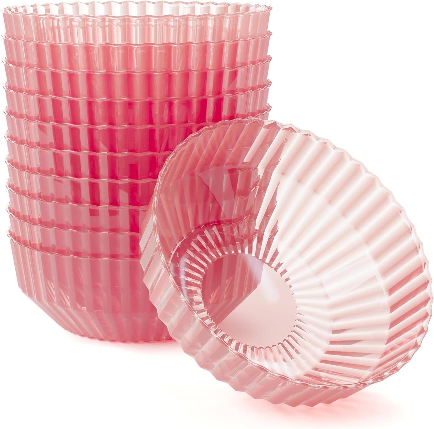Exquisite Pink Plastic Bowls Disposable - 16 Oz - 20 Count - Disposable Soup Bowls - Great for Weddings Parties And Formal Occasions