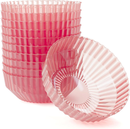Exquisite Pink Plastic Bowls Disposable - 16 Oz - 20 Count - Disposable Soup Bowls - Great for Weddings Parties And Formal Occasions
