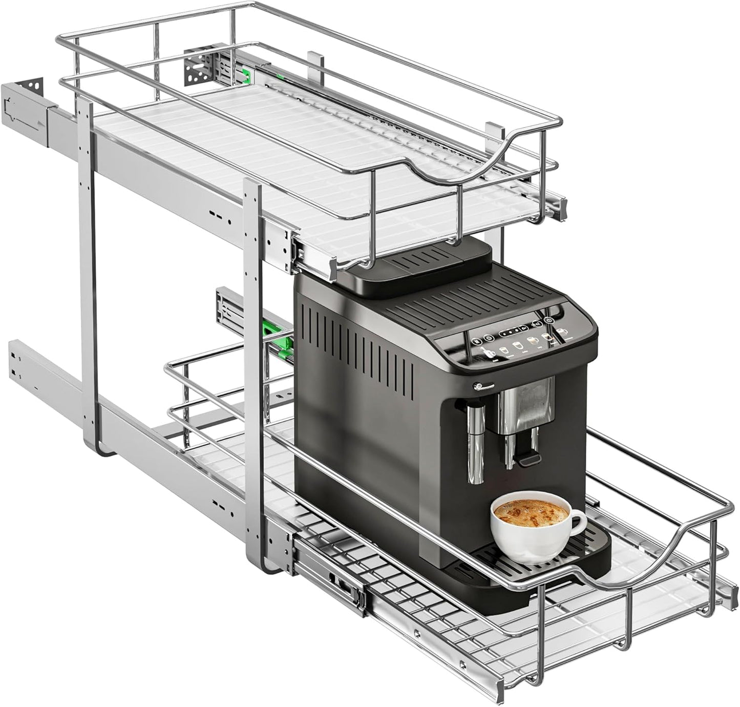 WelFurGeer 2-Tier Kitchen Cabinet Pullout Shelf and Drawer Organizer, Soft Close Pantry Pull Out Shelves, Heavy Duty Pull Out Cabinet Organizer with Shelf Liner for Kitchen Cabinets, Pantry Storage