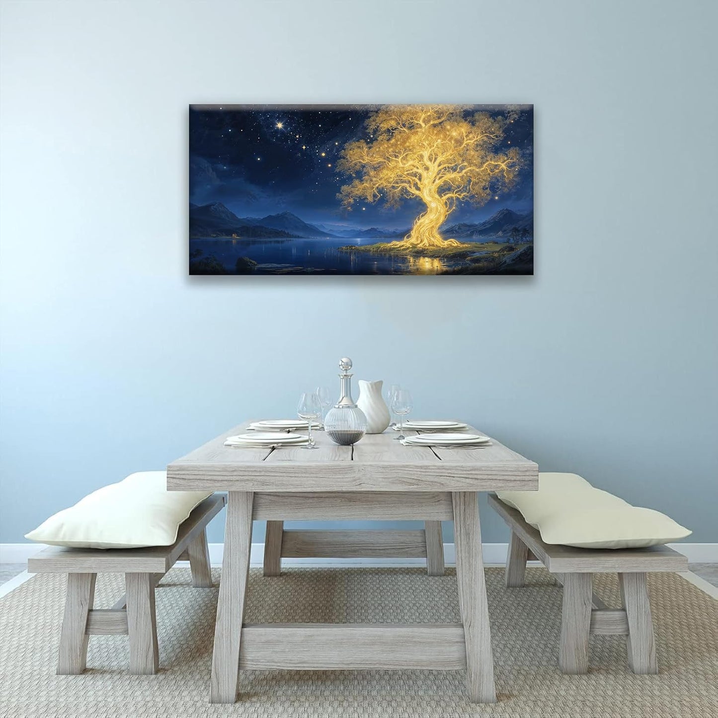 Suconvng Canvas Wall Art Decor Painting Gold Tree Plants Abstract Wall Decor Botanical Modern Wall Art Print Paintings Decorations Artwork Pictures For Bedroom Home Office Artwork 20" × 40"