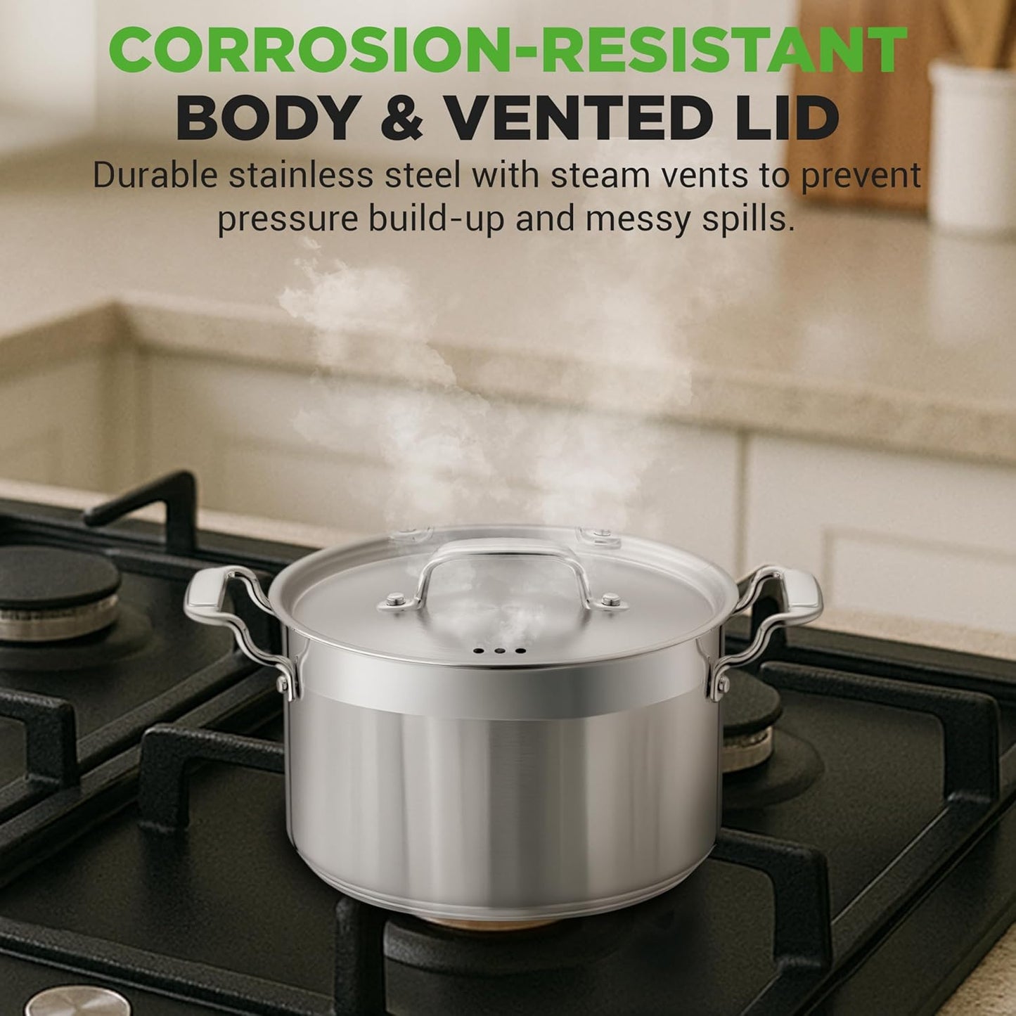 NutriChef 5-Quart Stainless Steel Stockpot with Lid- 18/8 Food Grade Heavy Duty Inox Large Stock Pot for Stew, Soup, Works w/ Induction