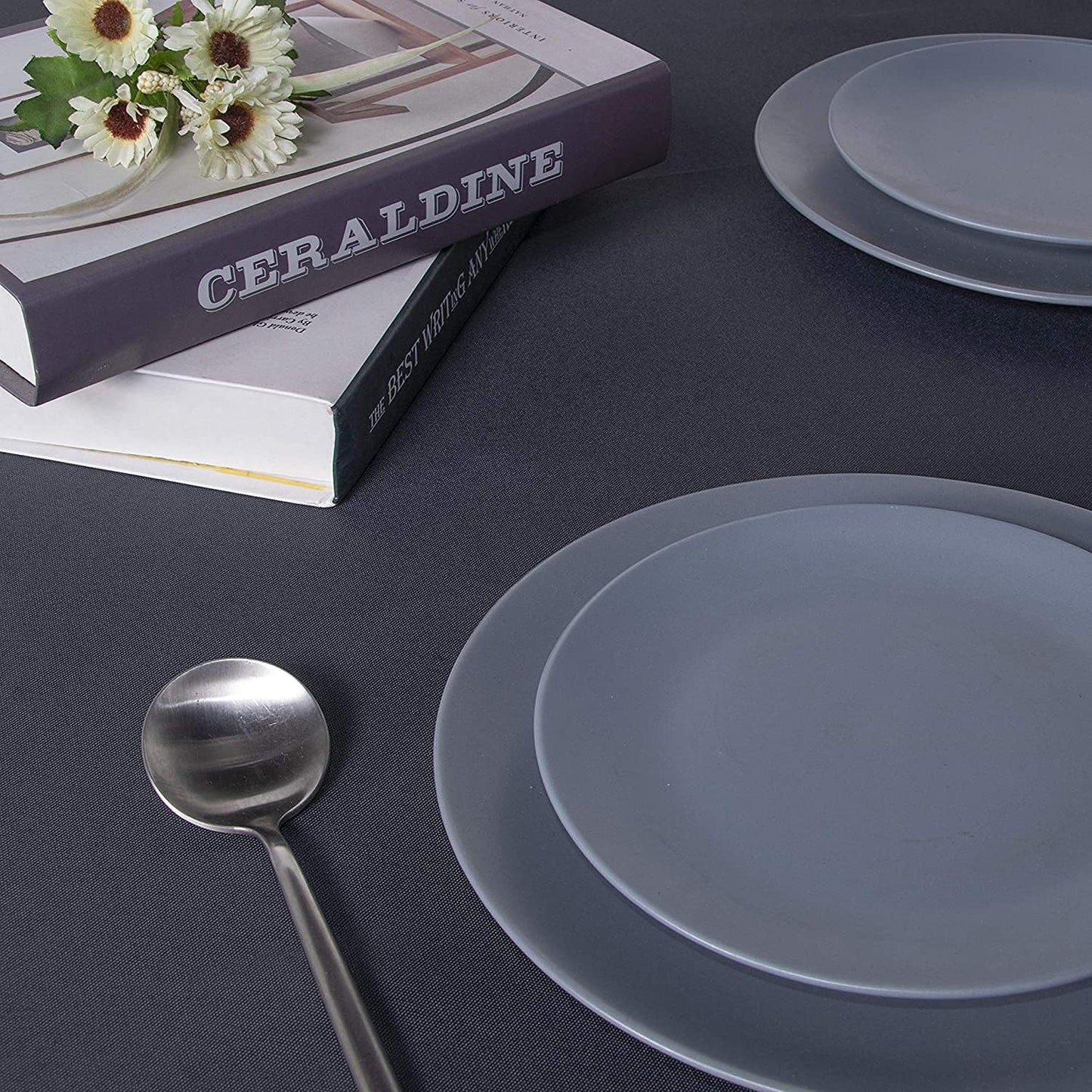 Sancua Rectangle Tablecloth - 70 x 108 Inch, Grey, Polyester, Stain & Wrinkle Resistant, Perfect for Dining Table, Buffet, Parties, Camping