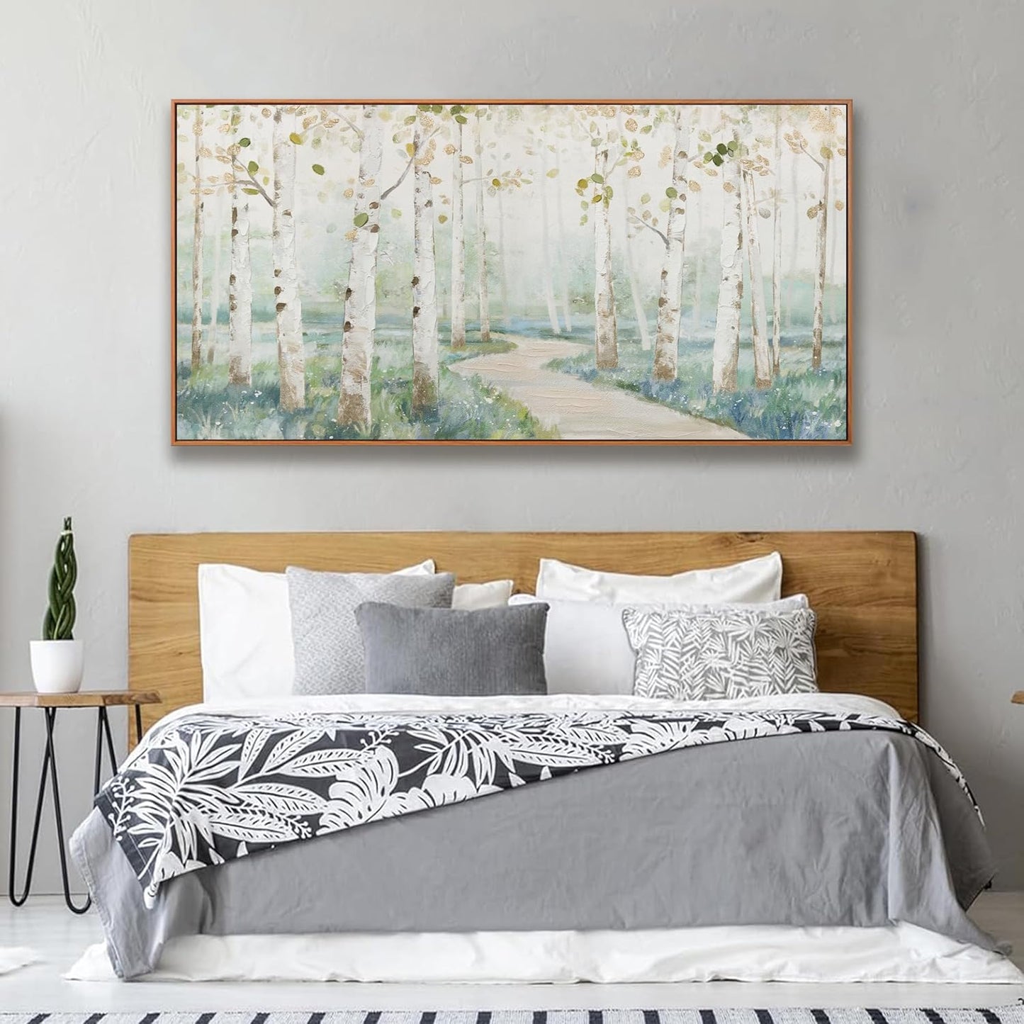 Modern Natural Landscape Canvas Wall Art Decor Home Decor Wall Art Prints Colorful Forest Path Framed Landscape Wall Art Decorations for Living Room Wall Bedroom Kitchen Office Decor 24"×48"