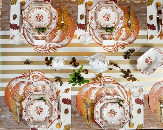 Striped Table Runner - Gold Paper Table Runner for Patries or Weddings - American Made