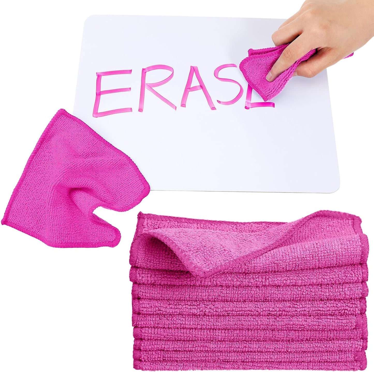 Tanlade Microfiber Cleaning Cloth 6"x6" Cleaning Rags Reasonable Kitchen Towels Microfiber Towels Cars Wash Dry Erase Cloth (Pink,30 Pcs)