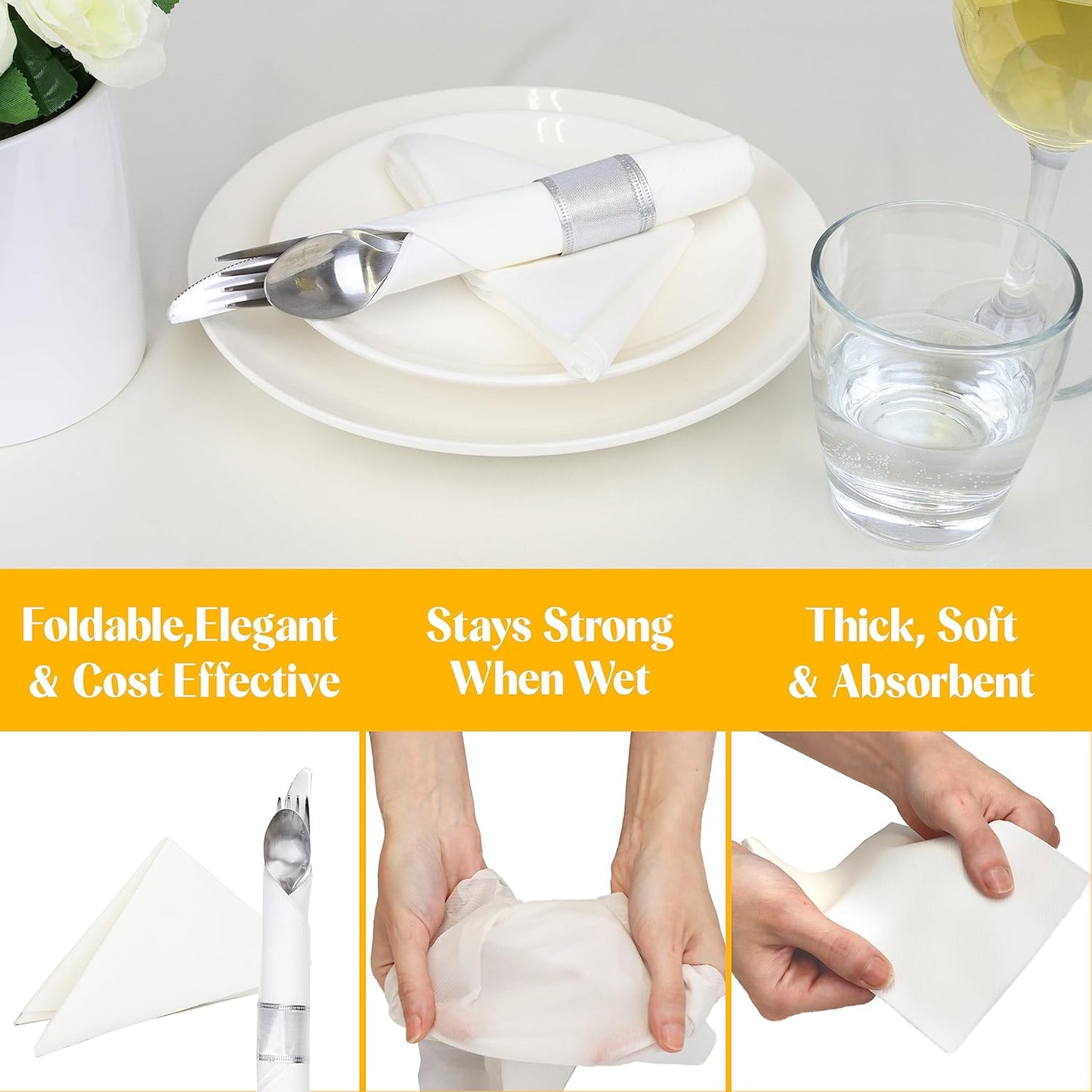 American Homestead Paper Napkins – Disposable Linen-Like Dinner Napkins for Weddings, Parties & Restaurants – 15.75" x 15.75" Black, 100 Count Bulk Pack