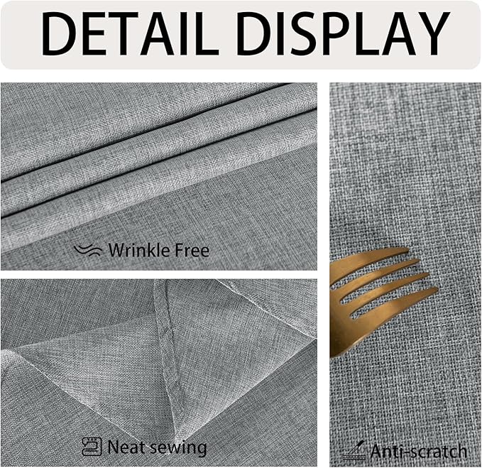 JIUZHEN 2 Pack Faux Linen Farmhouse Tablecloth Rectangular, Wrinkle Stain Resistant Table Cloth Rectangle Table Cover for Kitchen Dining, Grey, 54 x 80 Inch