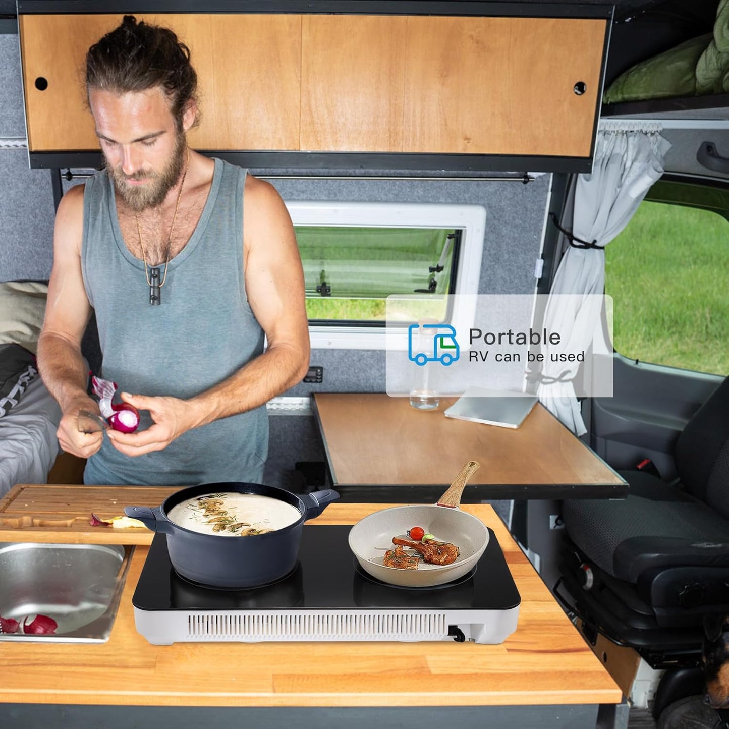 Induction Cooktop,1800W Induction Cooktop 2 Burner, Electric Countertop Cooker with 8 Temp & Power Levels, Kids Lock & Timer, Independent Controls, Low Noise