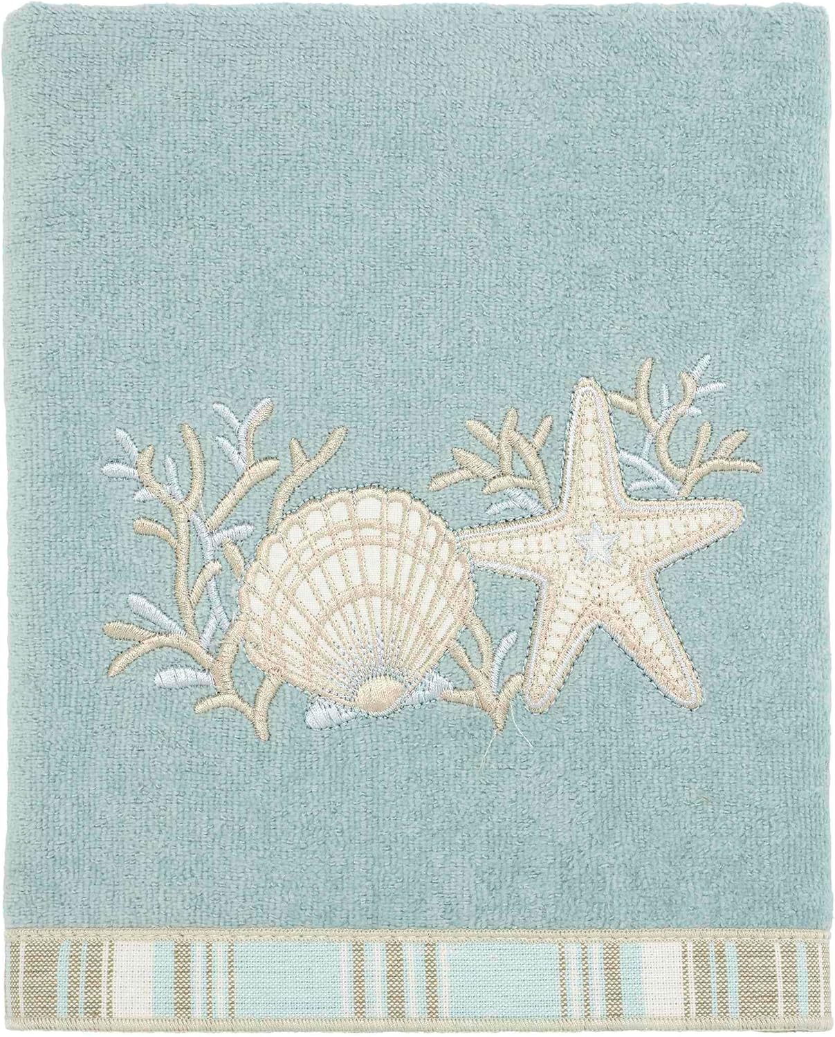 Avanti Linens - Hand Towel, Soft & Absorbent, Coastal Bathroom Essentials (Sand Shells Collection, Mineral)