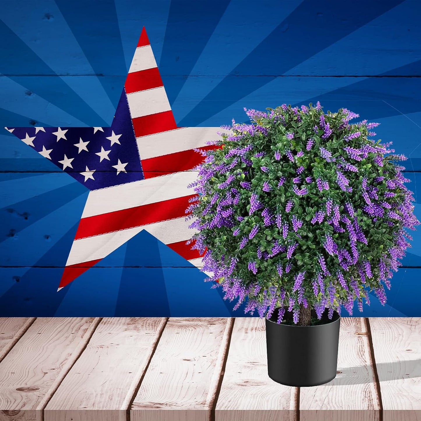 Real Touch 26" Artificial Lavender Trees (2-Pack) – Lifelike UV-Resistant Artificial Plant Featuring a Natural Wood Trunk – Perfect for Front Porch, Patio & Home Decor