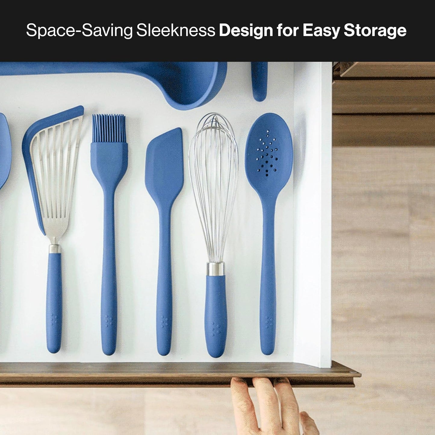 Misen Silicone Mixing Spoon - Professional-Grade, Dishwasher Safe - No Scratch Nonstick-Safe Kitchen Tool for Stirring, Scraping, and Serving - Stong, Durable, Heat Resistant - Blue