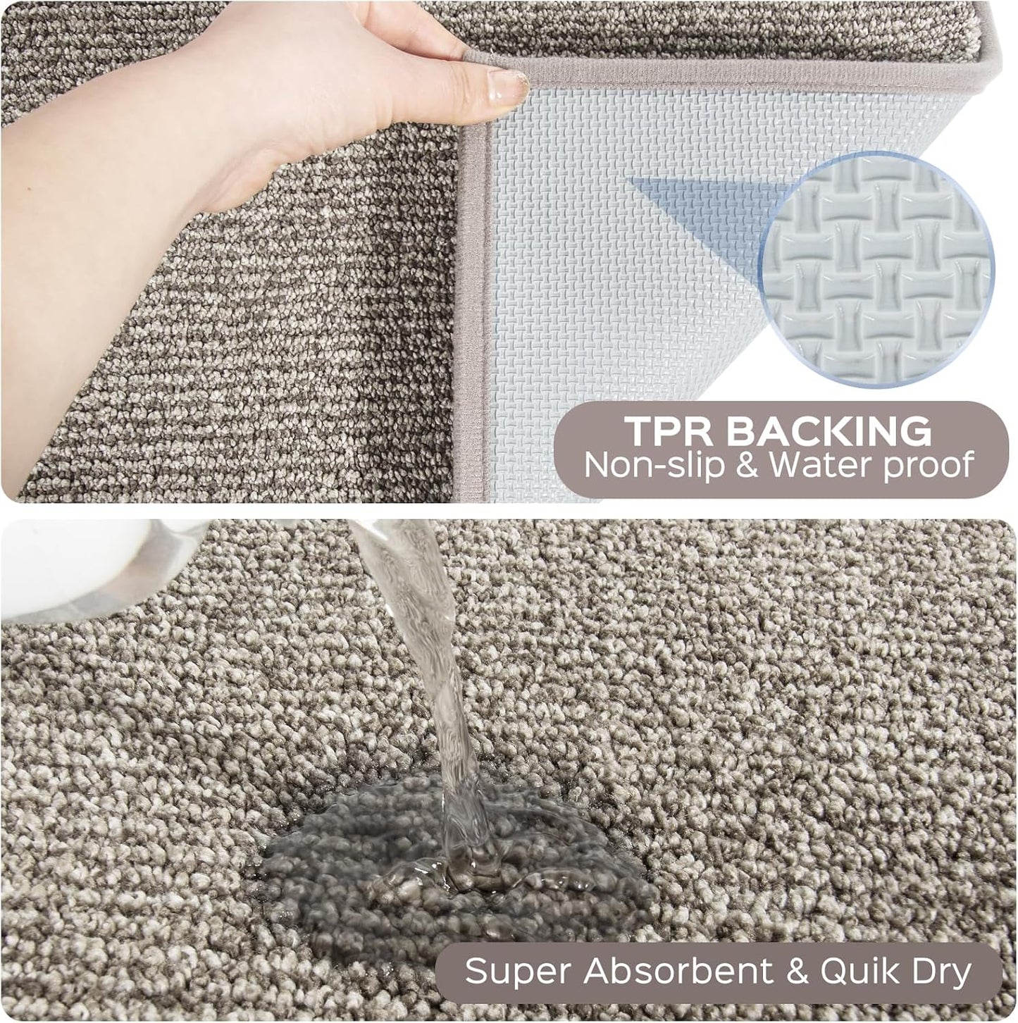 Washable Kitchen Rug 24" x 47" / 60cm x 120cm, Non Slip Kitchen Mat for Floor, Absorbent Indoor Entryway Runner Rug for Laundry, Bathroom, Bedroom,Door