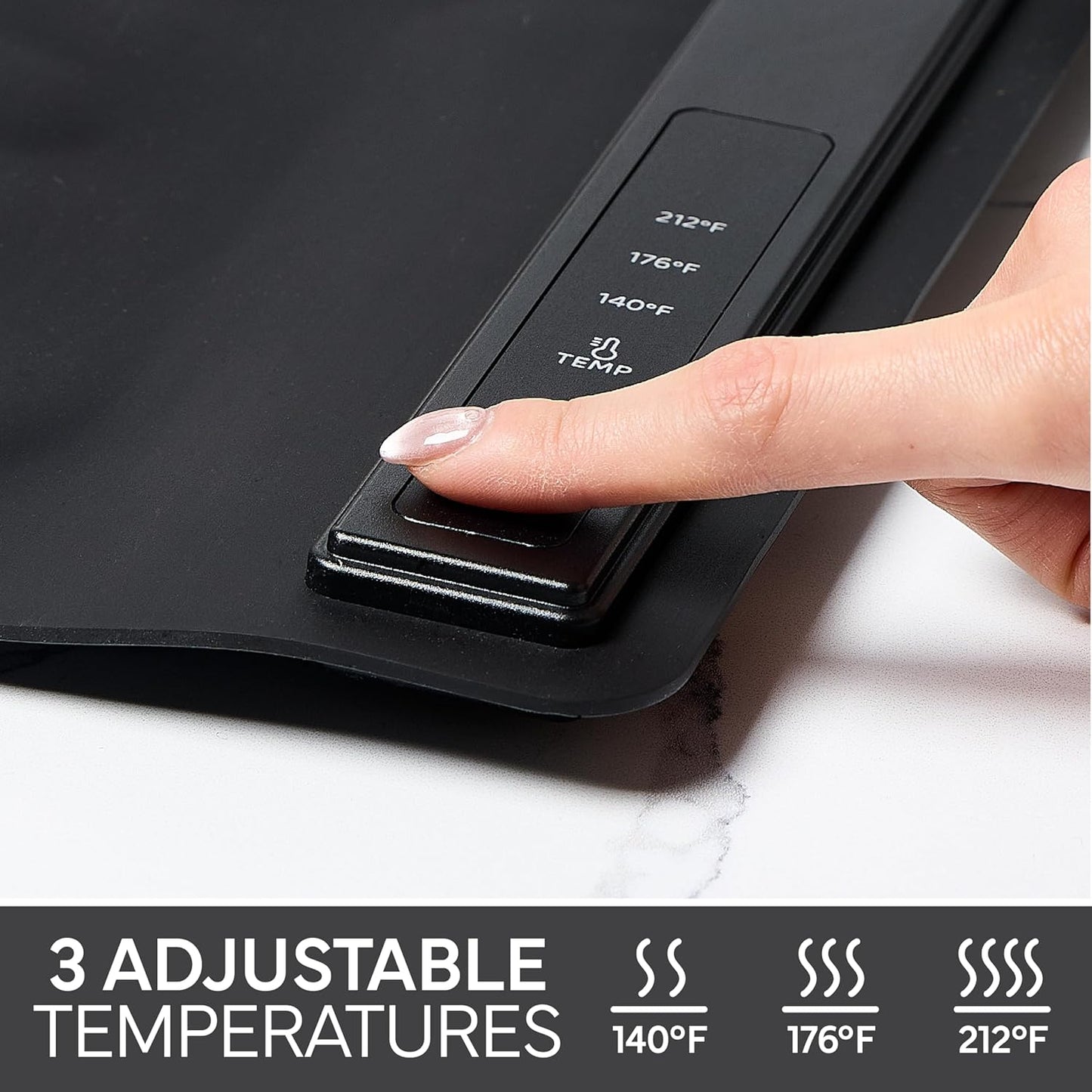 COOK WITH COLOR 350W Electric Food Warming Mat - Portable Food Warmer Tray with Adjustable Temperature, Fast 60-Second Heating, Auto Shut-Off, Rollable Silicone Pad for Parties & Everyday Use, Black