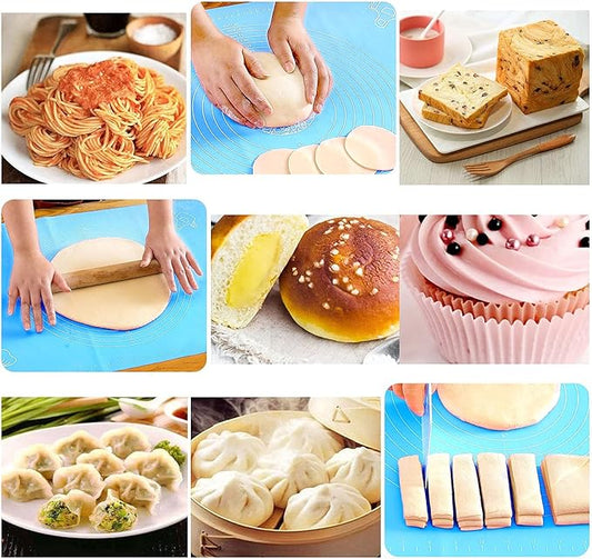 27.6x19.7in Silicone Baking Mat Sheet Pastry Mat with Measurement, Non-Slip Pastry Rolling Mat, Non-Stick Dough Kneading Board Mat, Bread Fondant Mat, Cooking Bakeware Mat Table Placemat(Scraper)
