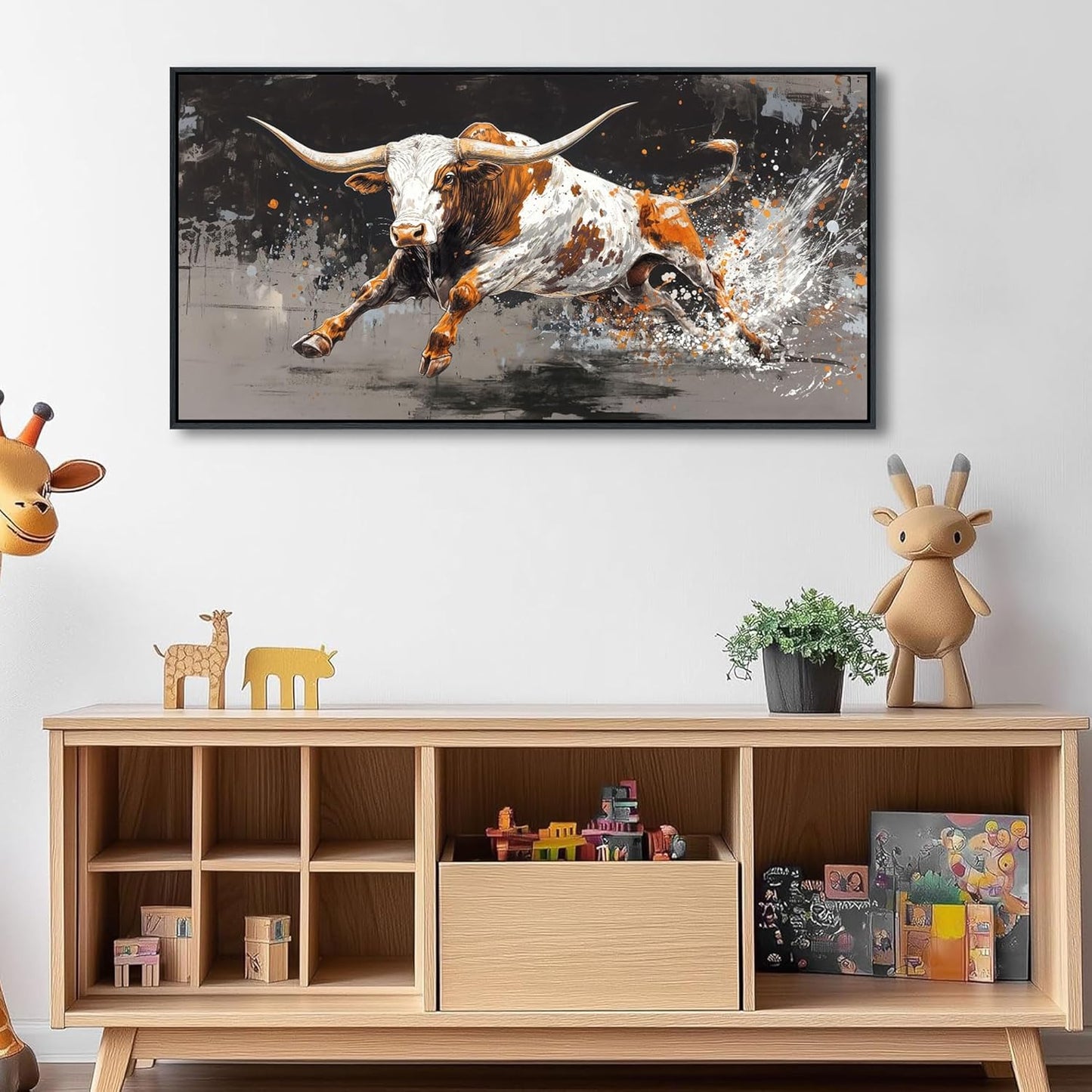 Highland Cow Wall Art - Farmhouse Cow Pictures Wall Decor - Rustic Country Canvas Wall Art - Large Pictures for Living Room -Framed Artwork for Walls 20×40IN