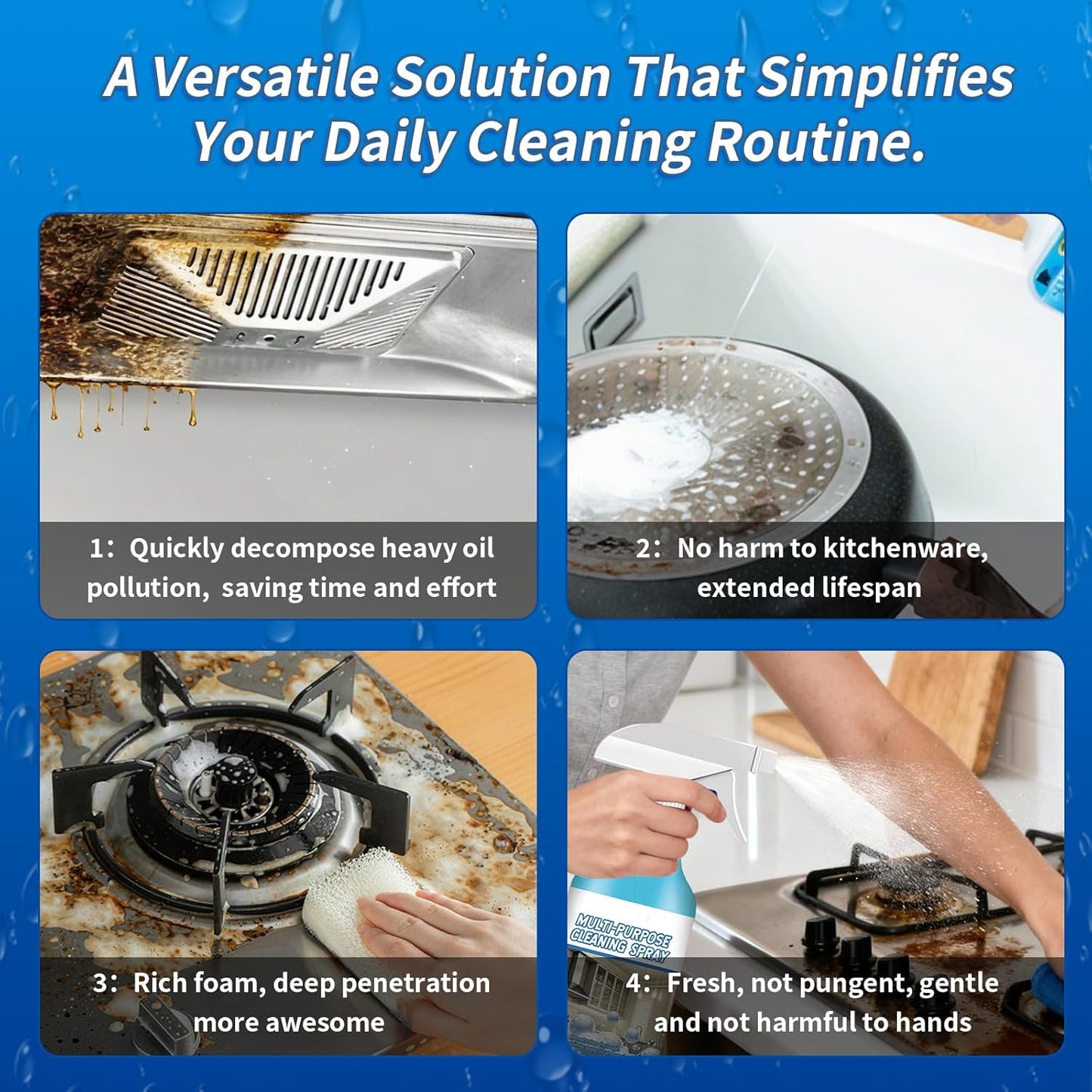 2Pack Spray Cleaner, 2026 New Multi Purpose Cleaning Spray, Upgraded Foam Sprays for Ovens, Powerful Degreaser Sprays for Kitchen, Convenient Handheld Cleaner for Home Family,with towels and sponges