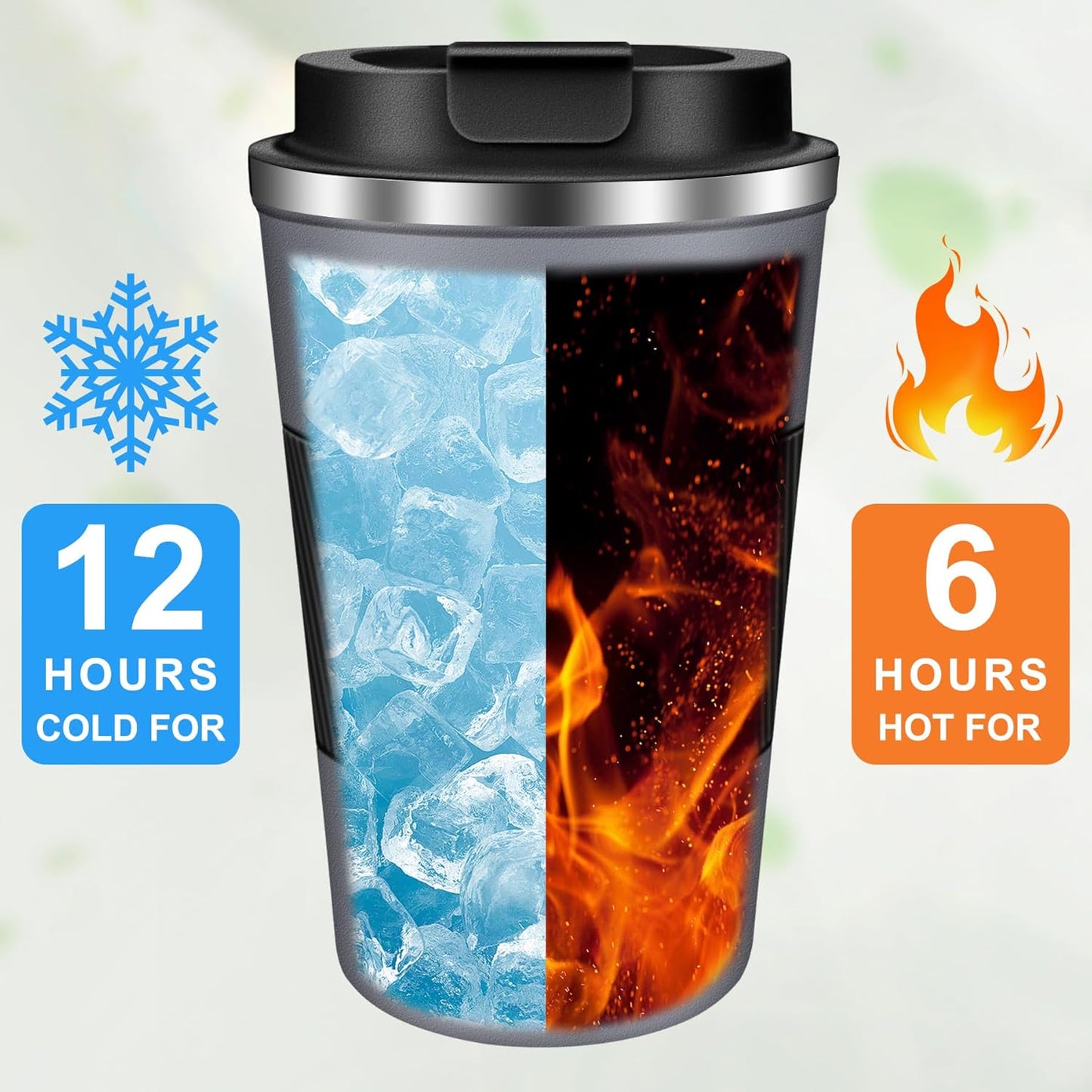 Coffee Travel Mug 12oz Insulated Coffee Mug with Lid Portable Spill-Proof Coffee Travel Mug No Handle Reusable Stainless Steel Mug Keeps Cold and Hot Suitable for Car, Daily, Travel and Gifts
