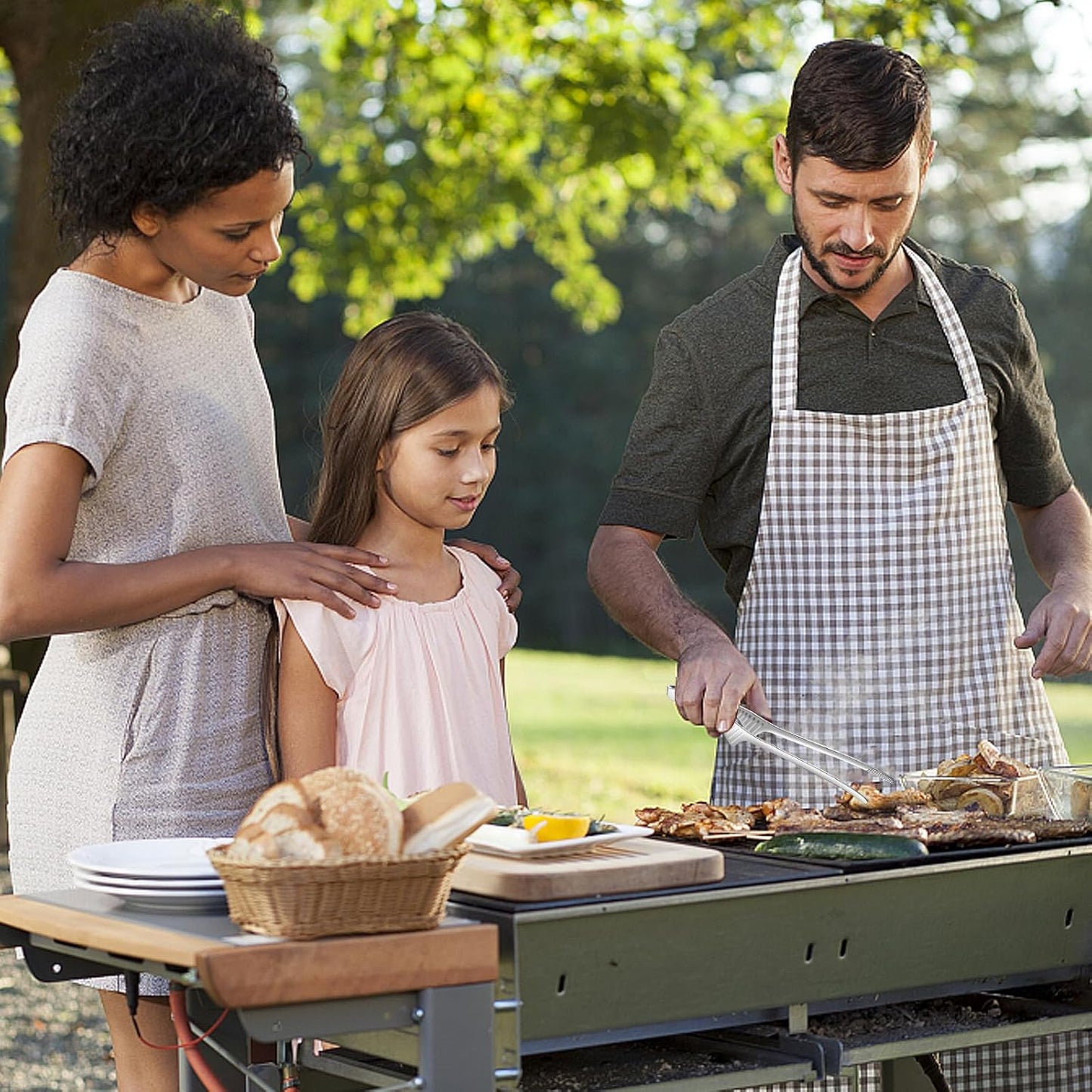 3PCS Kitchen Tongs 9.4 In Stainless Steel Grill Tongs Korean and Japanese Tongs Non-Slip Serrated Tips for Outdoor BBQ Camping Cooking Salad Serving